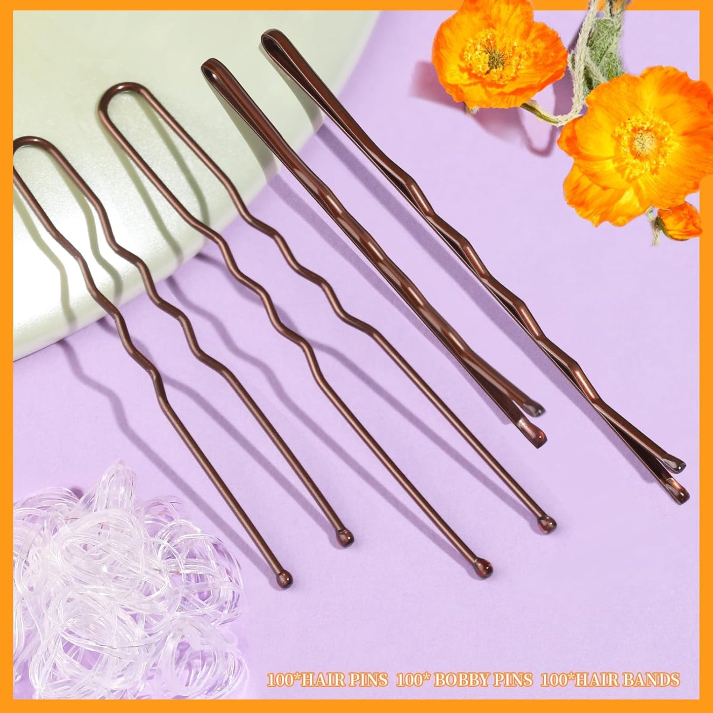 Teenitor 300pcs Bobby Pins Hair Pins Kit, 100 Hair Pin for Women 100 B