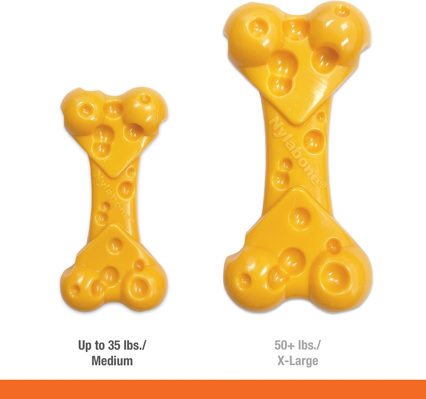 Nylabone Cheese Bone Power Chew Toy for Dogs, Cute Dog Toys for Aggres