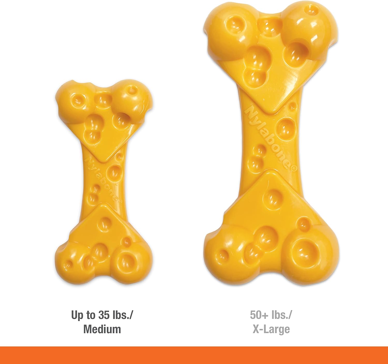 Nylabone Cheese Bone Power Chew Toy for Dogs, Cute Dog Toys for Aggres