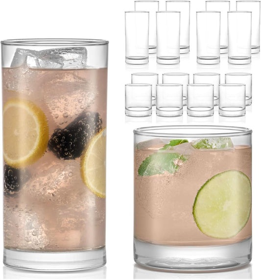 Libbey Province Tumbler and Rocks Glass Set, Elegant Drinkware Glasses