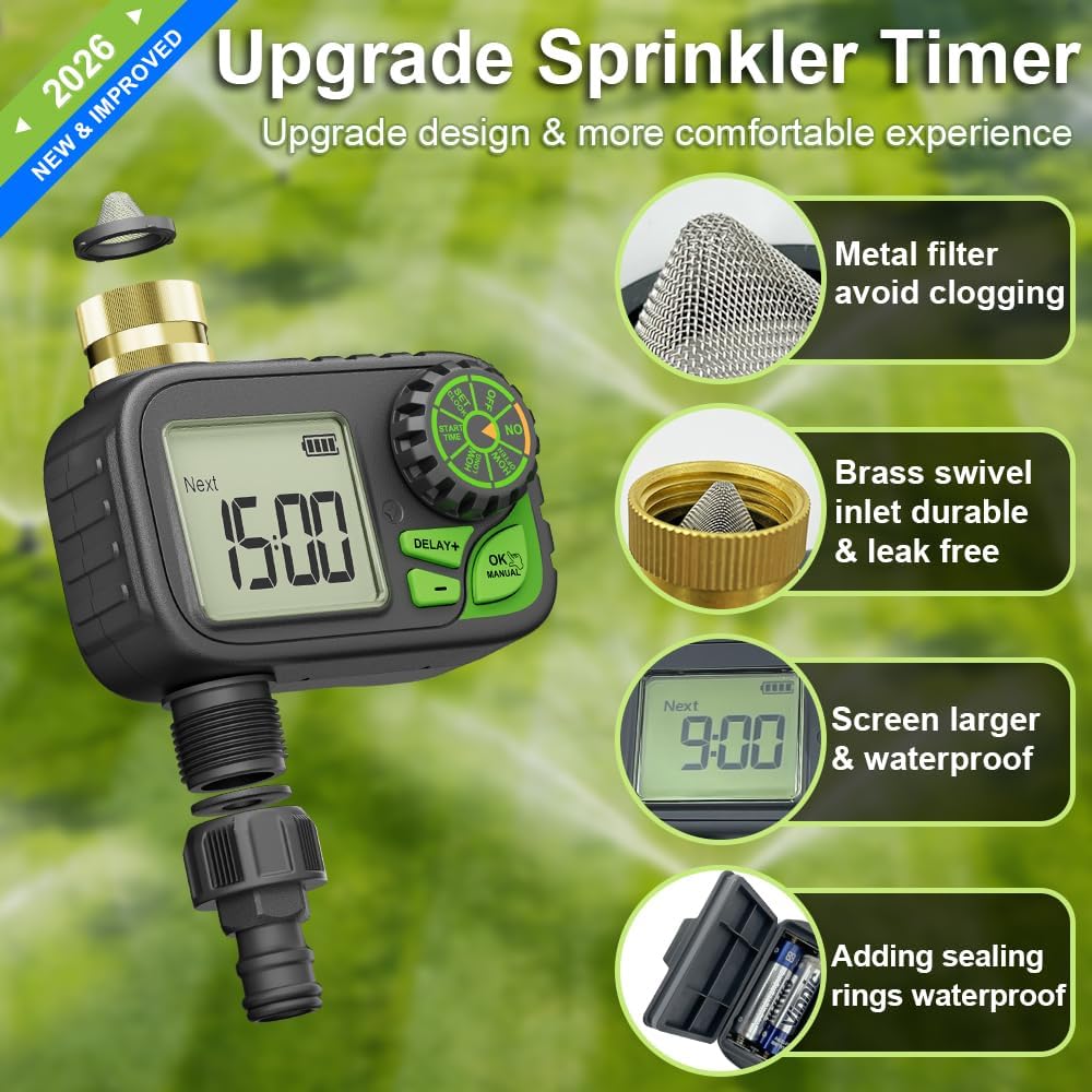 Sprinkler Timer Water Hose Timer - Programmable Digital Irrigation Out
