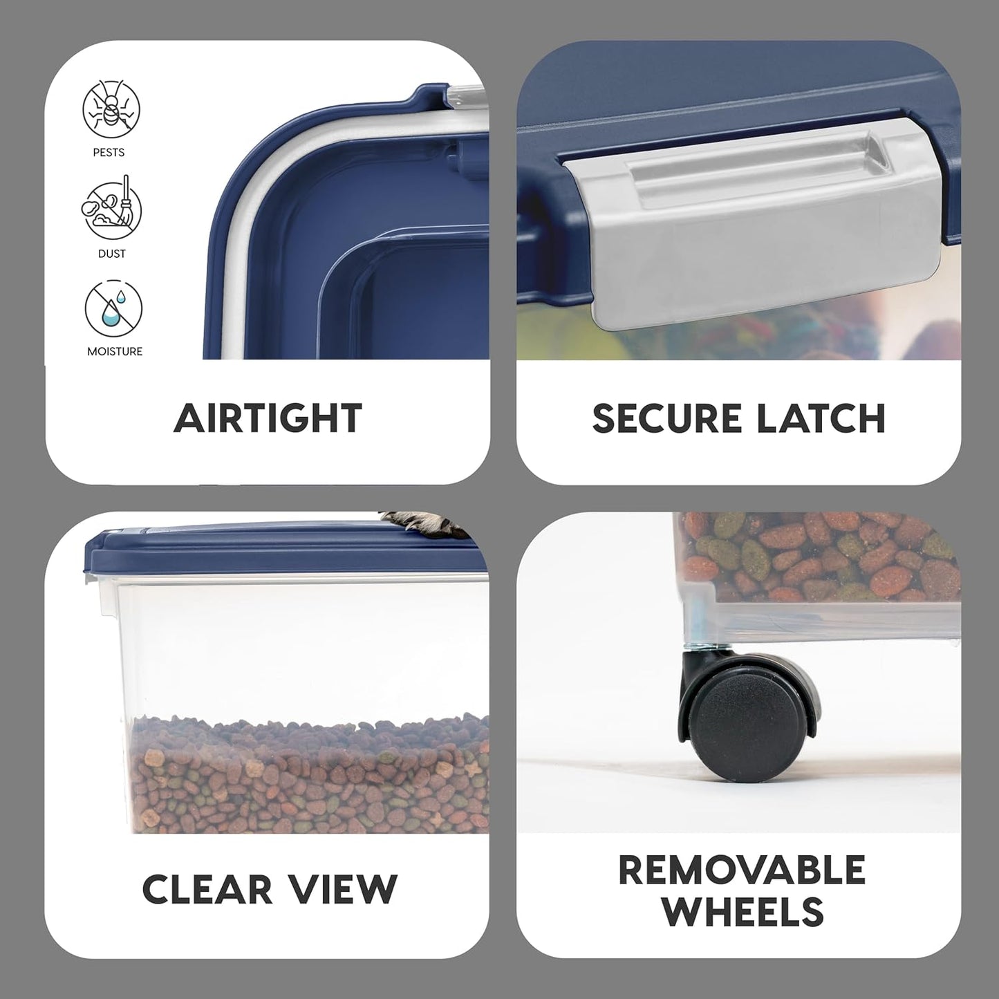 IRIS USA Airtight Dog Food Storage Container, Up to 30 lbs, Attachable