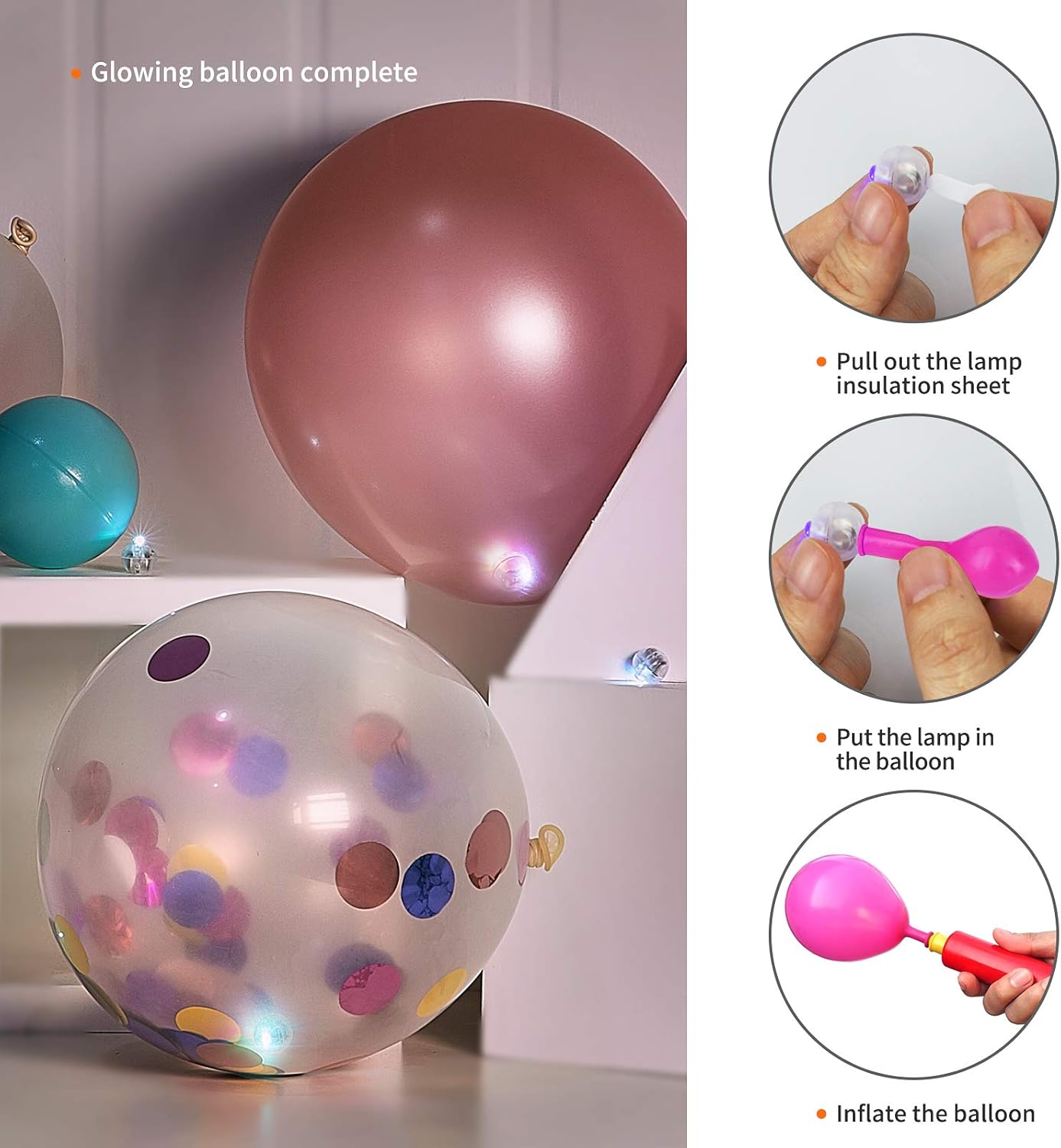100pcs Balloon Lights, Long Standby Time Mini Ball Light, Round LED Multicolor Flash Ball Lamp for Paper Lantern Balloon Party Wedding, Birthday and Festival Christmas Decorative Lights