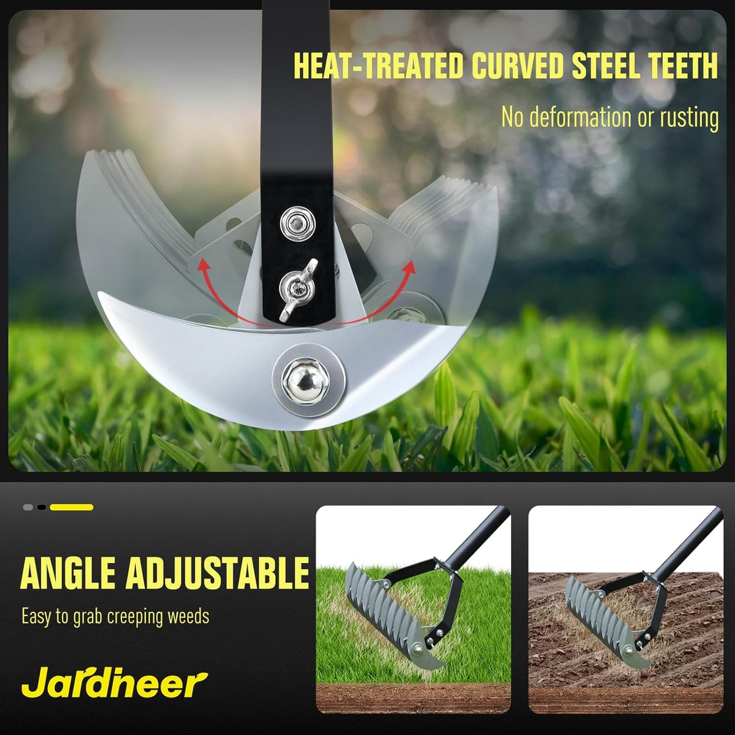 Jardineer Thatch Rake for Lawns, 61.4" Long Handle Manual Dethatcher w