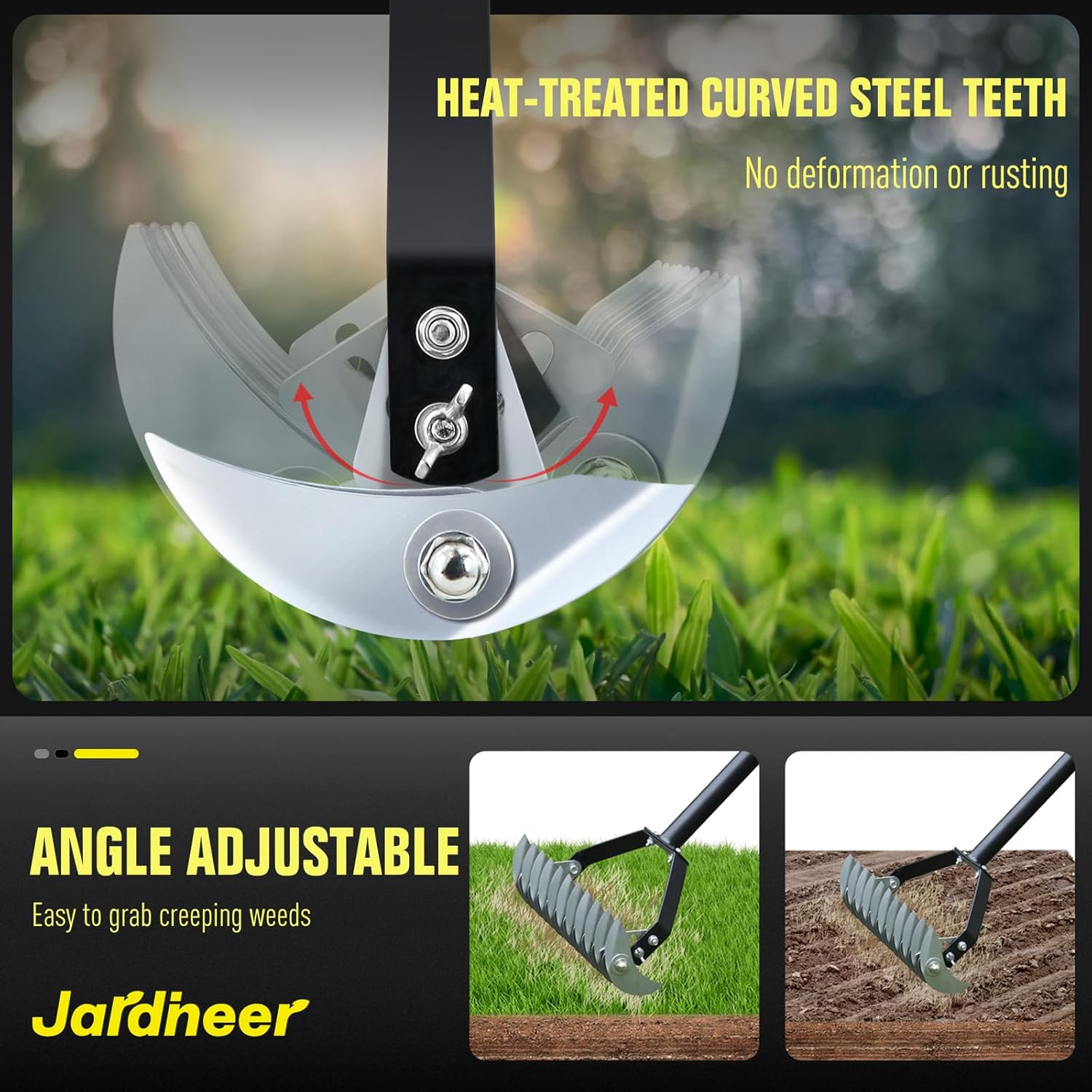 Jardineer Thatch Rake for Lawns, 61.4" Long Handle Manual Dethatcher w