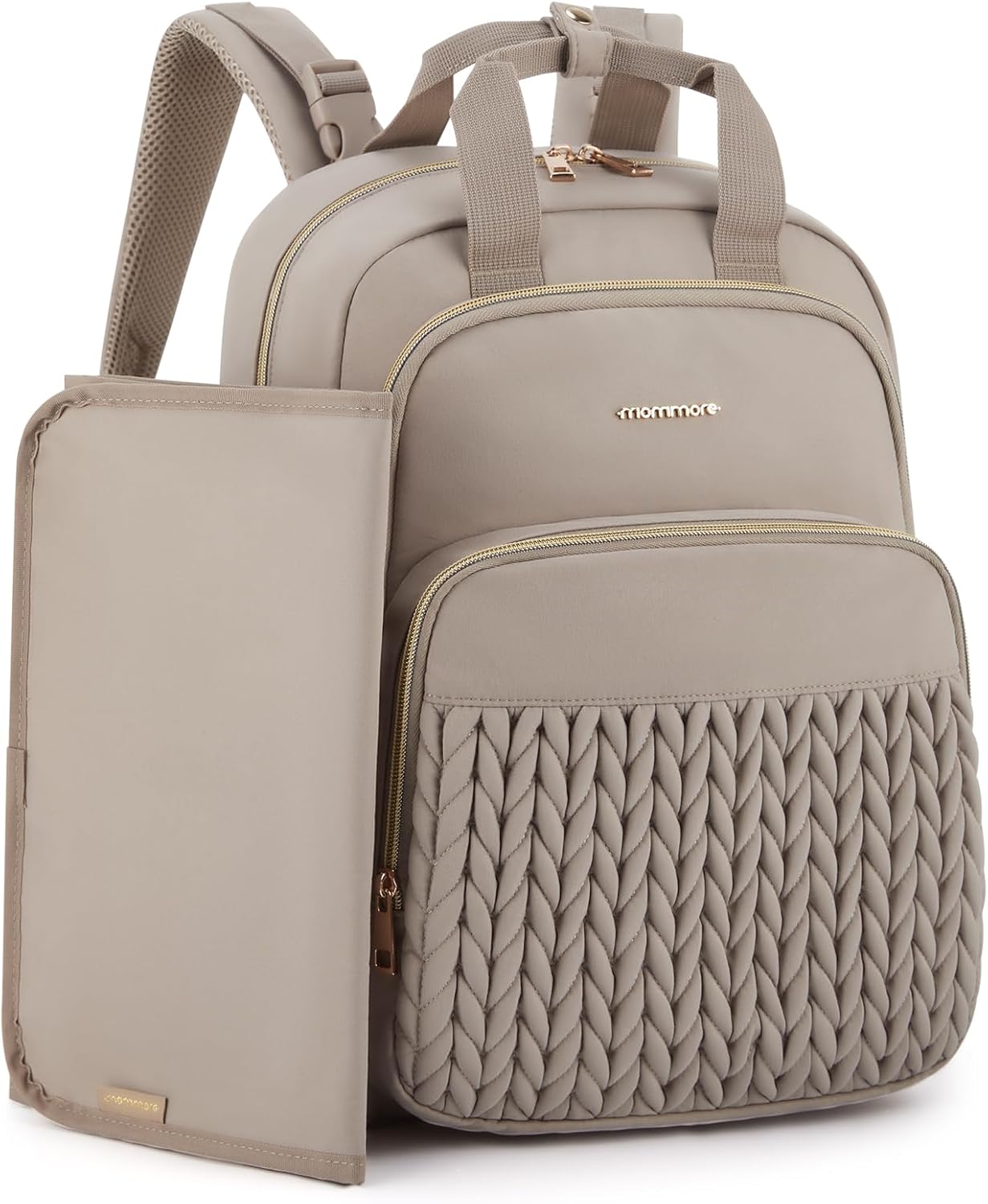 mommore Diaper Bag Backpack, Stylish Travel Baby Bag with Insulated Po