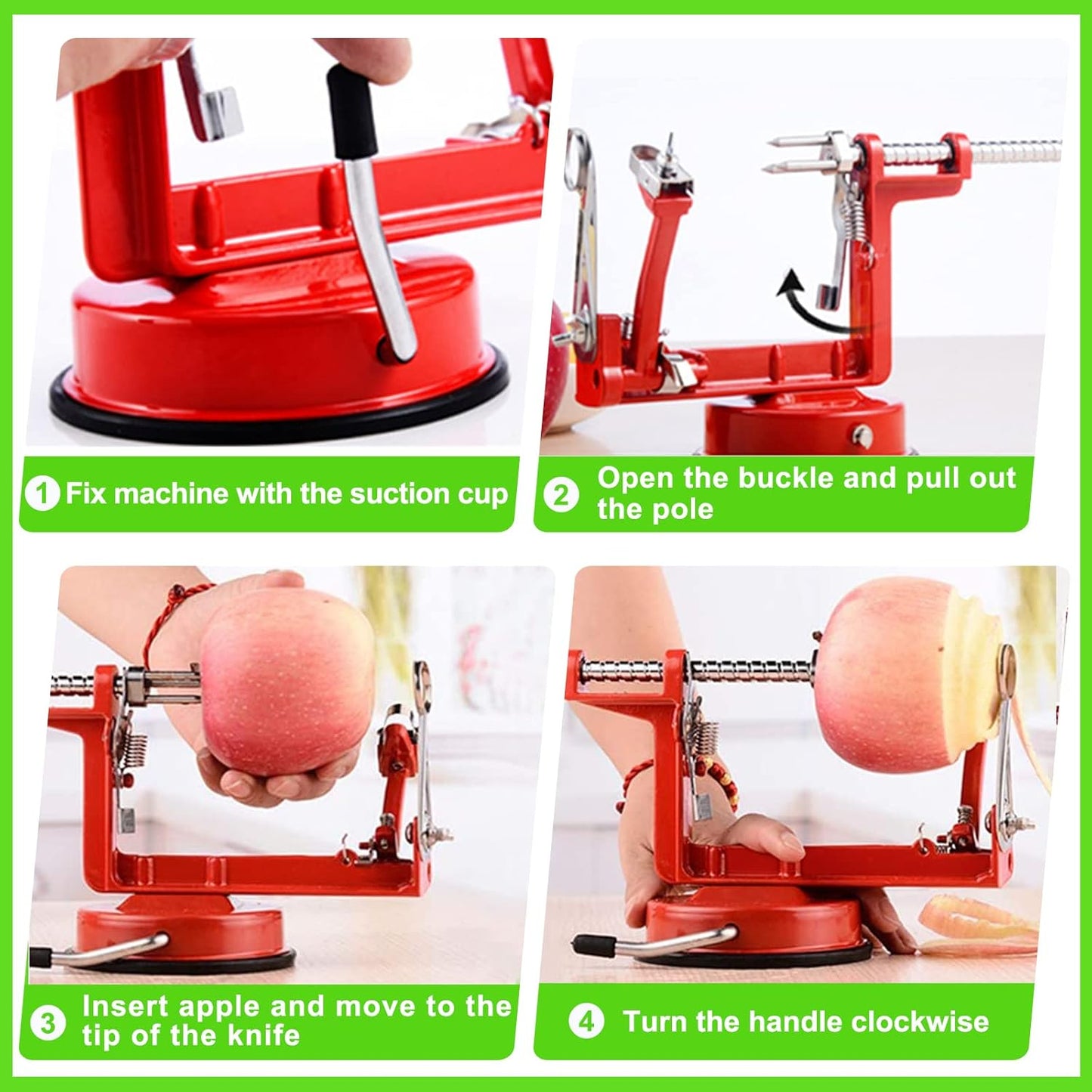 Apple Peeler Corer, Long lasting Chrome Cast Magnesium Alloy Apple Pee