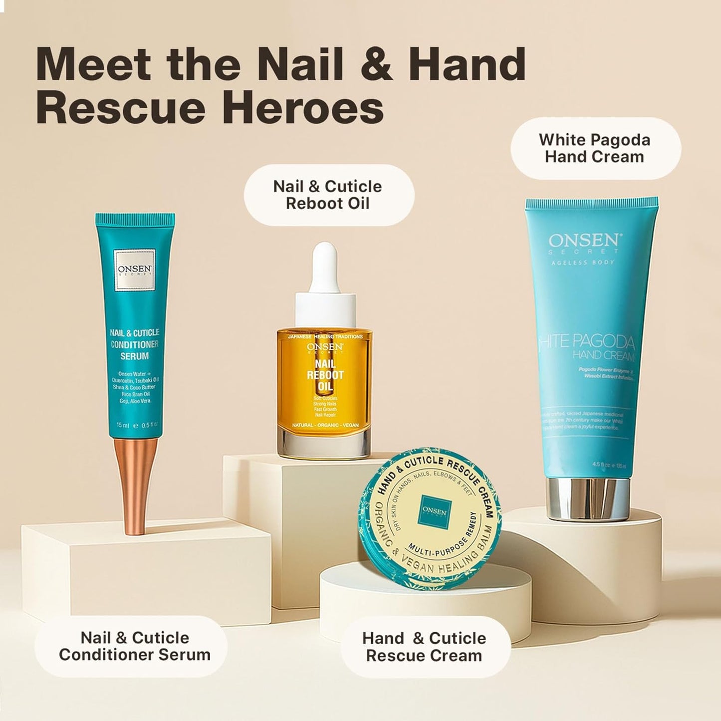 Onsen Nail & Cuticle Cream Treatment w/Japanese Tsubaki, Jojoba & Lave