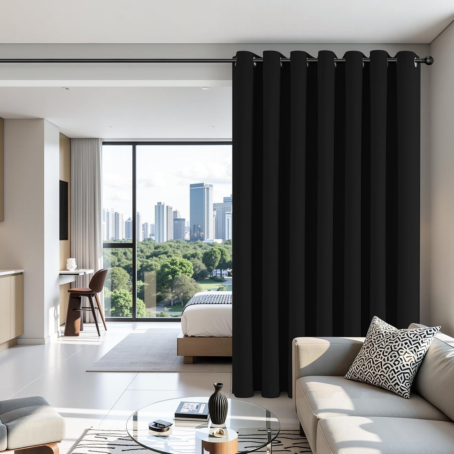 Joydeco Blackout Patio Sliding Door Curtains 84 Inches Long, Grommet P