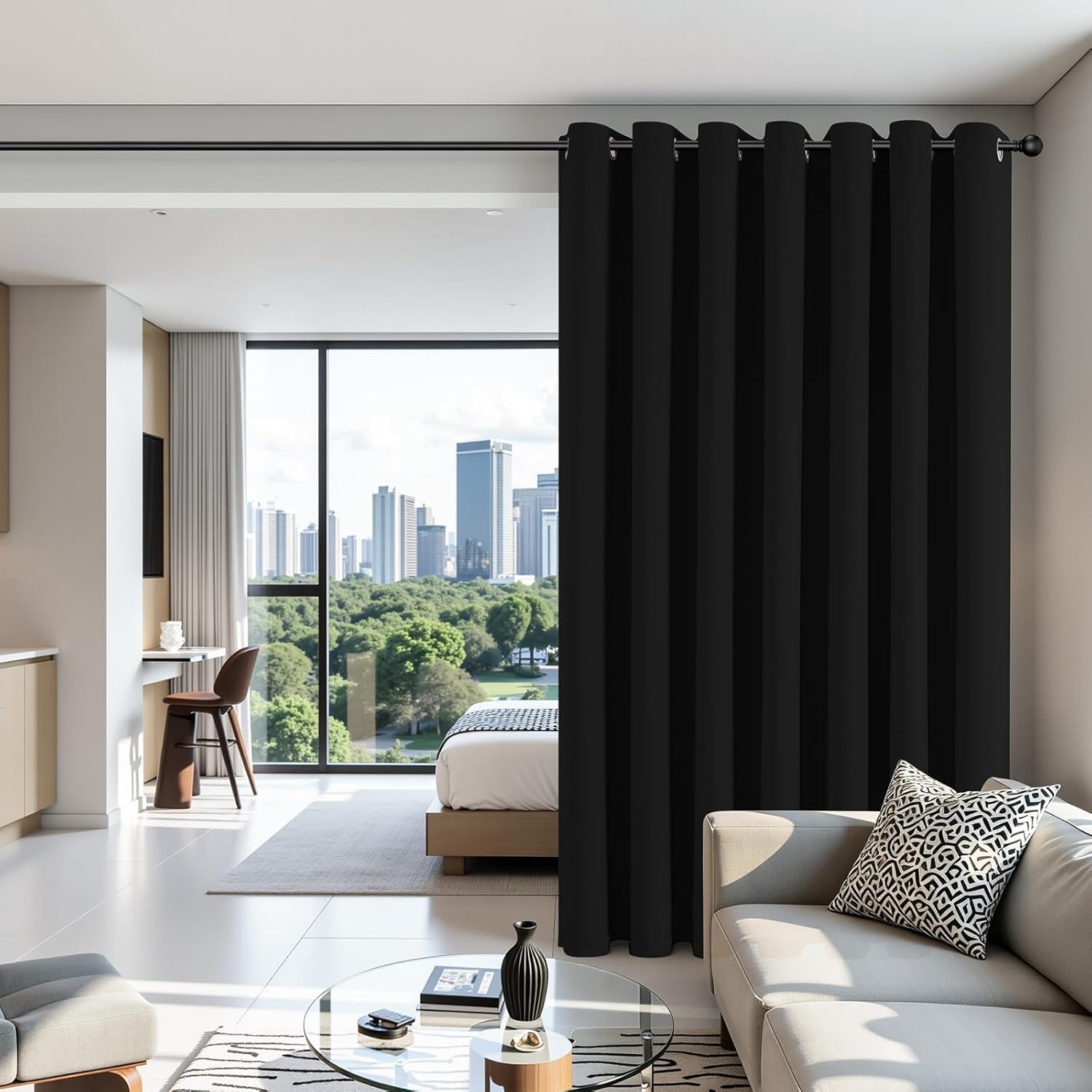 Joydeco Blackout Patio Sliding Door Curtains 84 Inches Long, Grommet P