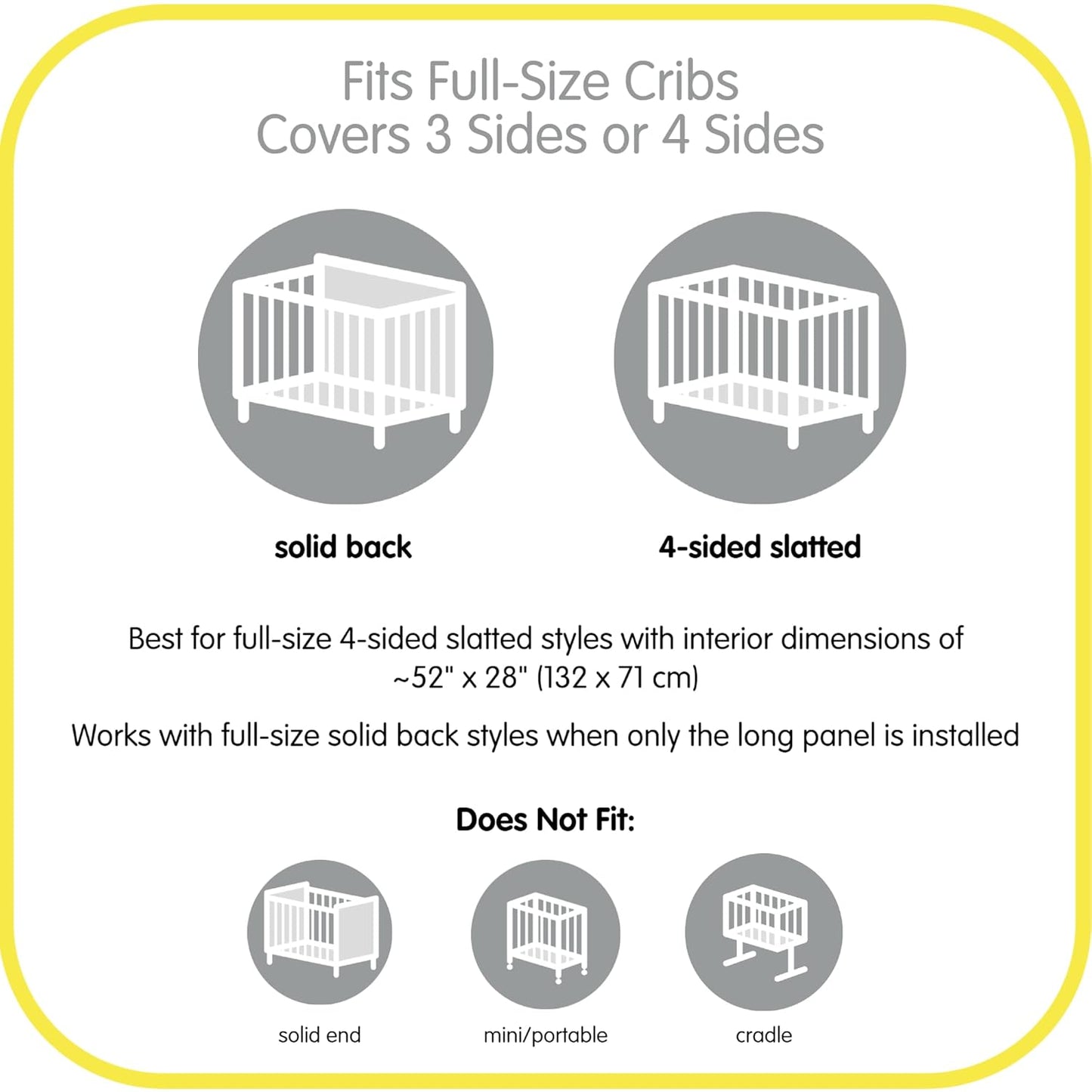 BreathableBaby Breathable Mesh Liner for Full-Size Cribs, Classic 3mm Mesh, White (Size 4FS Covers 3 or 4 Sides)