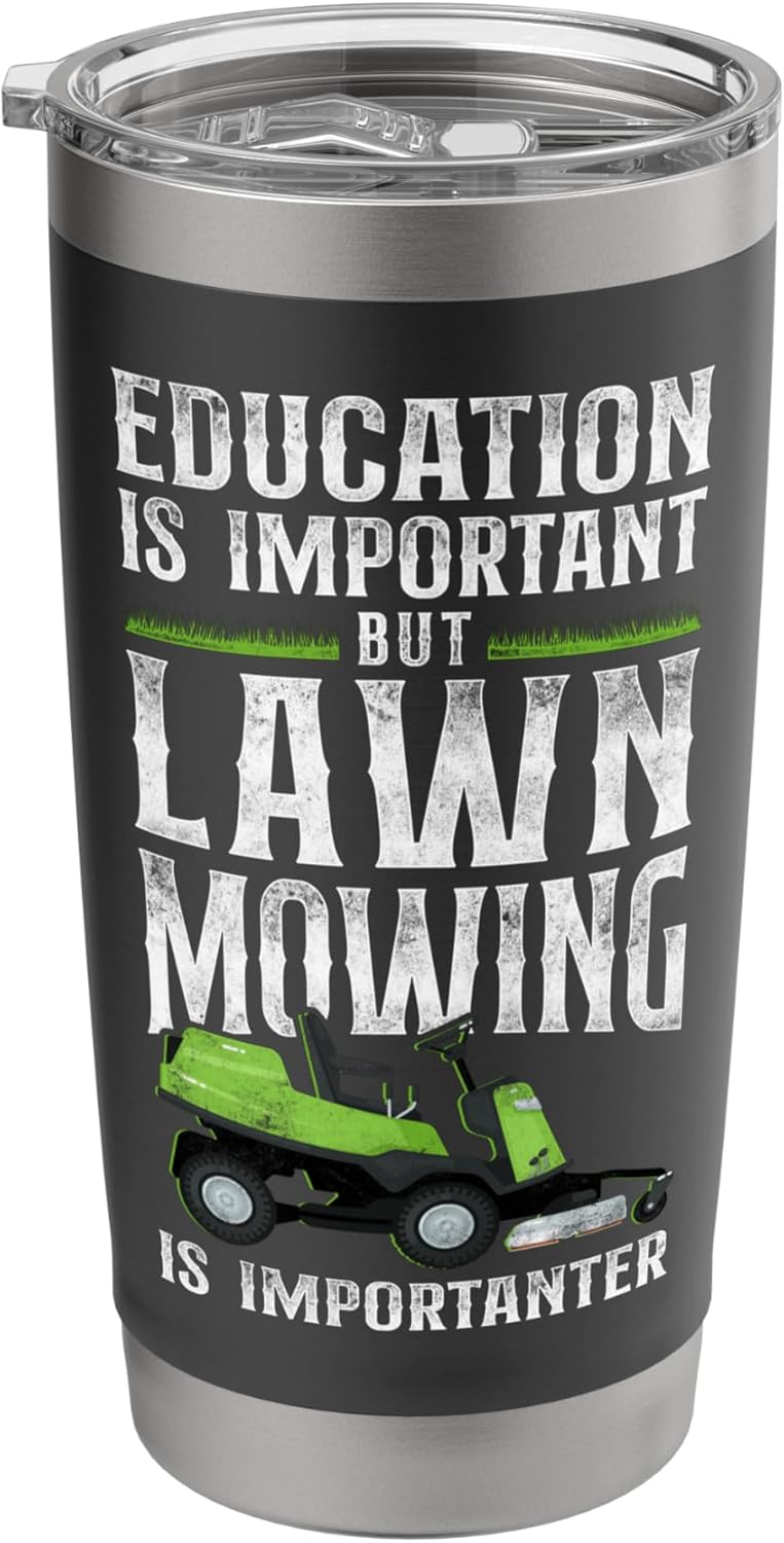 Lawn Mower Mowing Dad Father Landscaper Vintage Tractor Stainless Steel Insulated Tumbler