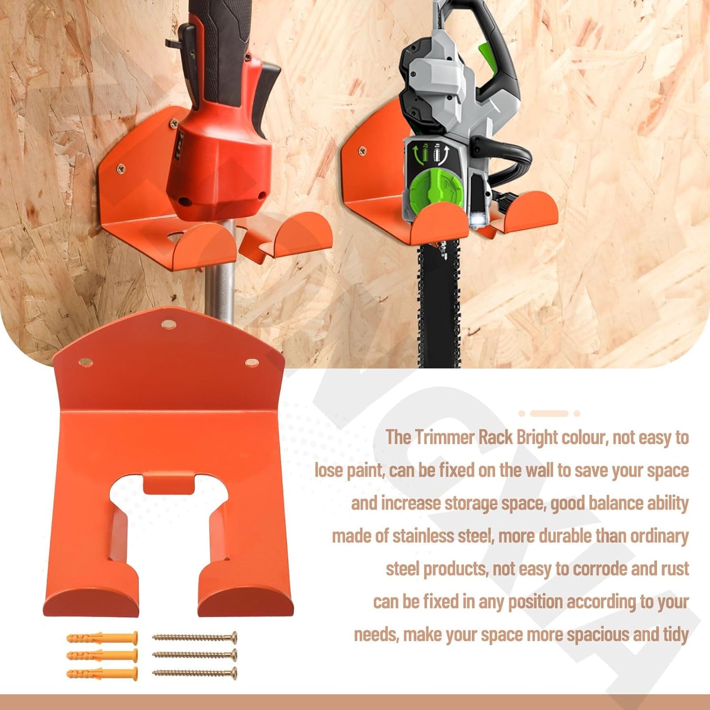 2 Pack Trimmer Rack Suit Trimmer Rack Garden Power Tool Hanger Garage Storage for Stihl Kombi, Grass/Hedge Trimmer, Adjustable, Wall Mount, Garage Tool Storage and Organization