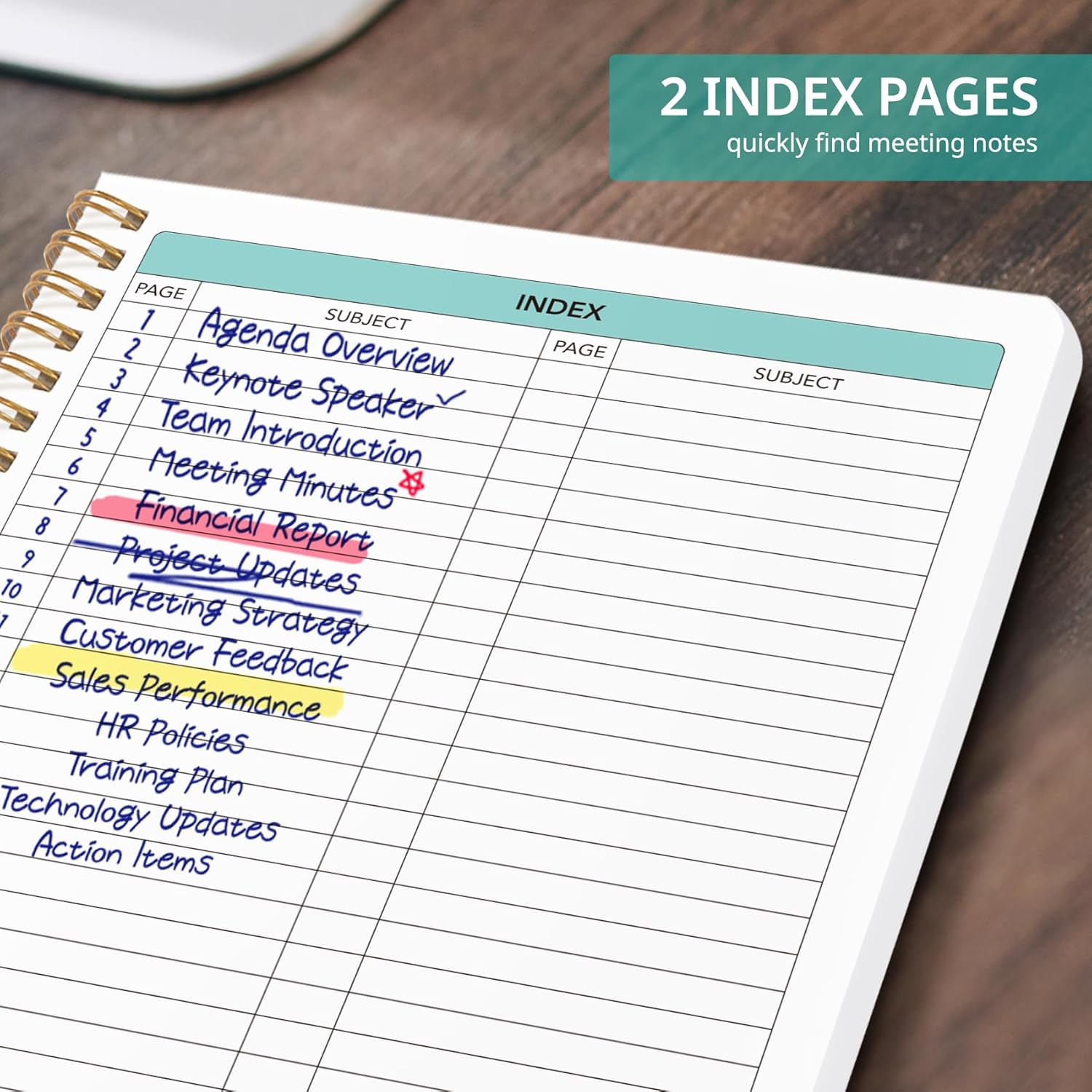 Meeting Notebook for Work Organization - Work notebook with action ite