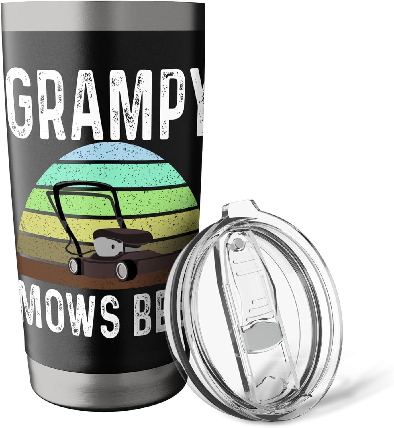 Funny Grampy Mows Best Lawn Care Grass Mowing Lawn Mower Dad Stainless Steel Insulated Tumbler
