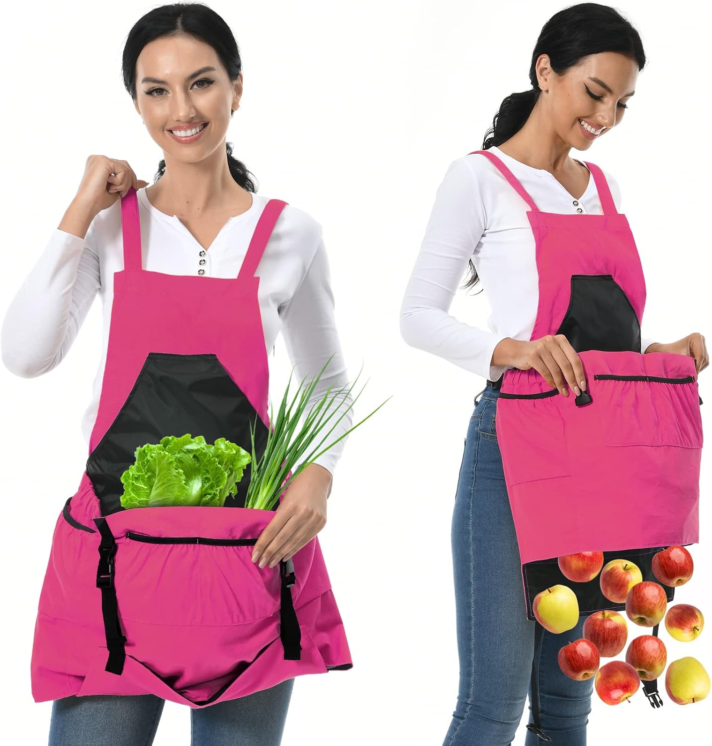 Gardening Apron, 8Oz Waterproof Canvas Garden Apron with Quick Release Pockets for Harvesting, Great Gardening Gifts for Women.