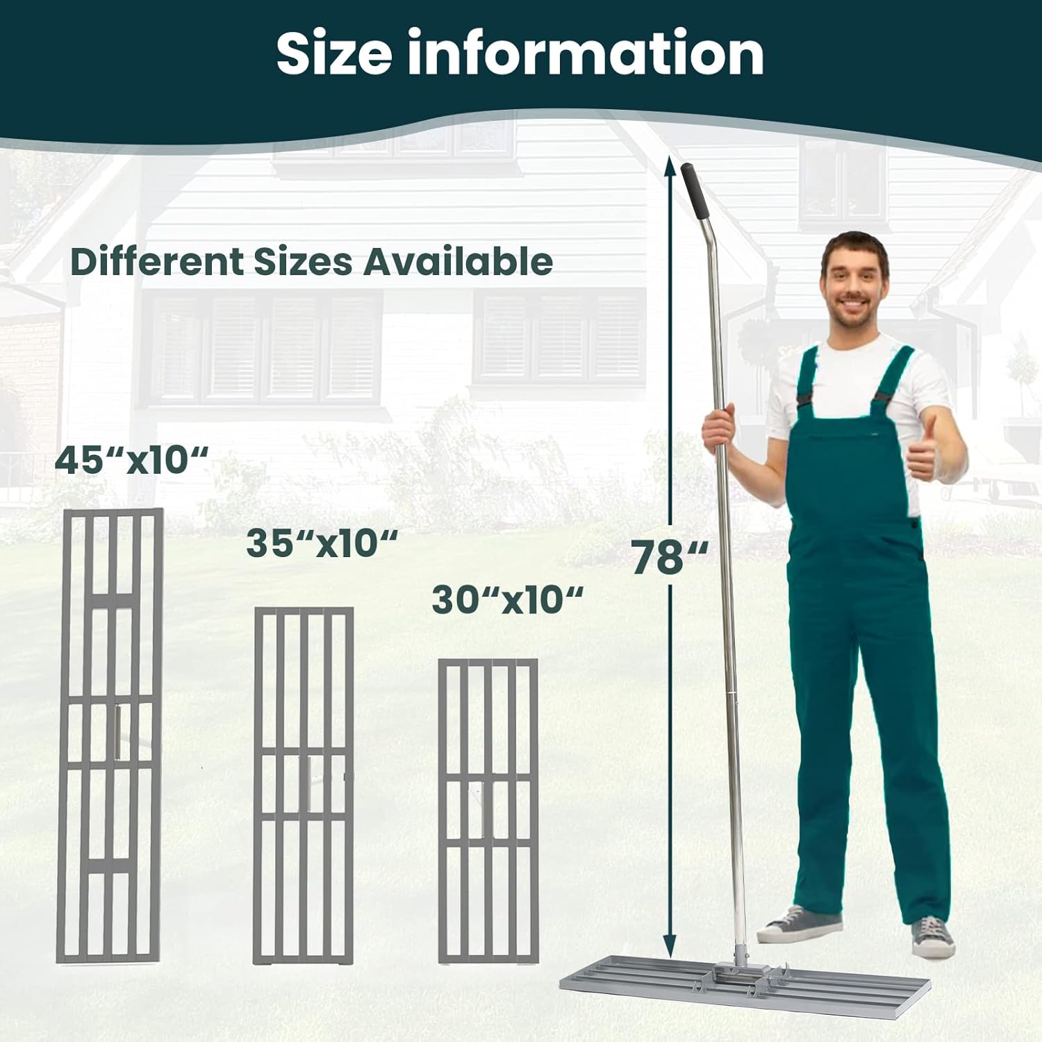 Lawn Leveling Rake 30x10 inch, (Professional-Grade) Lawn Leveler Tool 