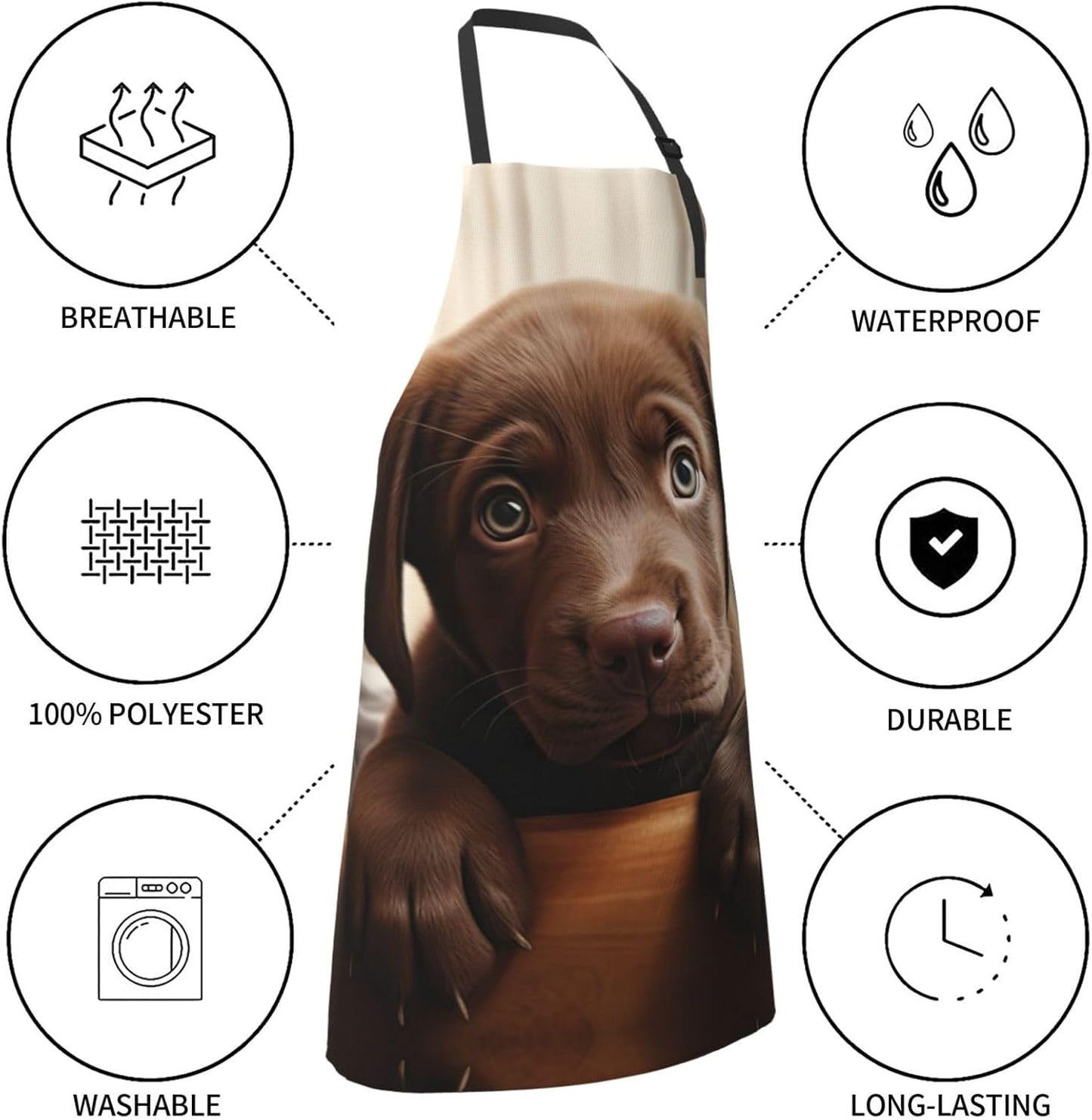 cute Labrador Dog 1 print Waterproof chef's apron with pocket apron for kitchen cooking baking barbecue and gardening