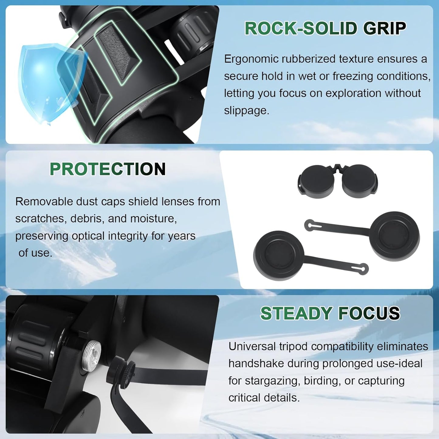 20x50 Binoculars for Adults, HD High-Powered Binoculars, Non-Slip Grip, Waterproof, Shockproof, Low-Light Vision for Bird Watching, Hunting, Traveling, and Sightseeing