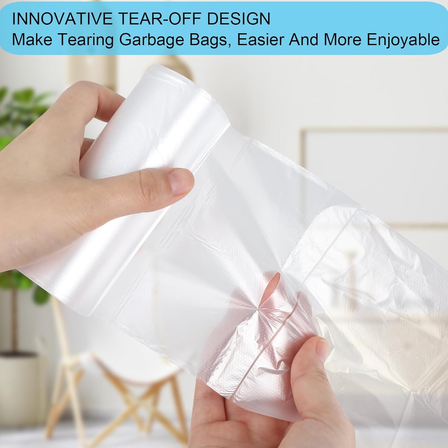 3 Gallon Small Clear Bathroom Trash Bags, Office Wastebasket Liners Garbage Bags for Restroom, Home Bins, 100 Counts