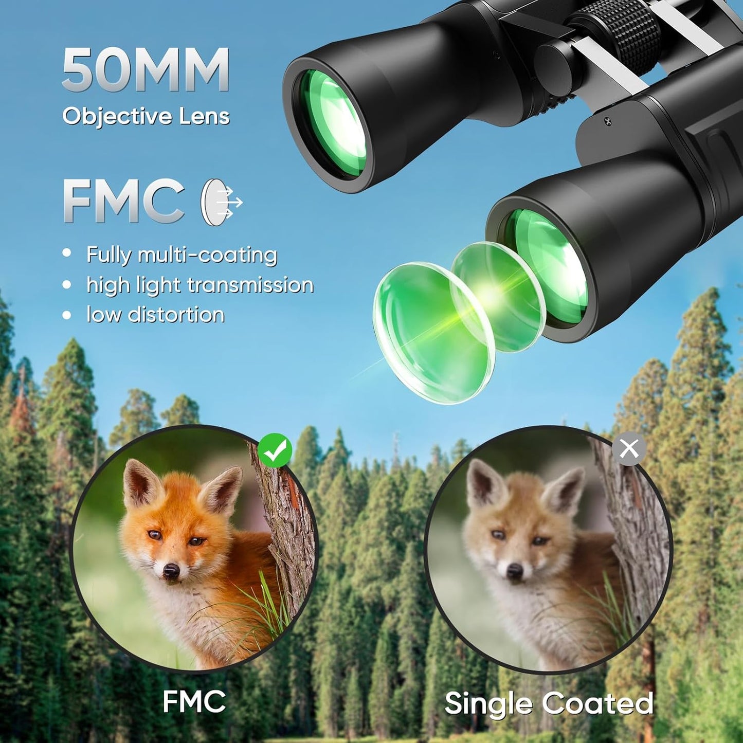 10-30x50 High Power Military Zoom Binoculars for Adults, Low Light Nig