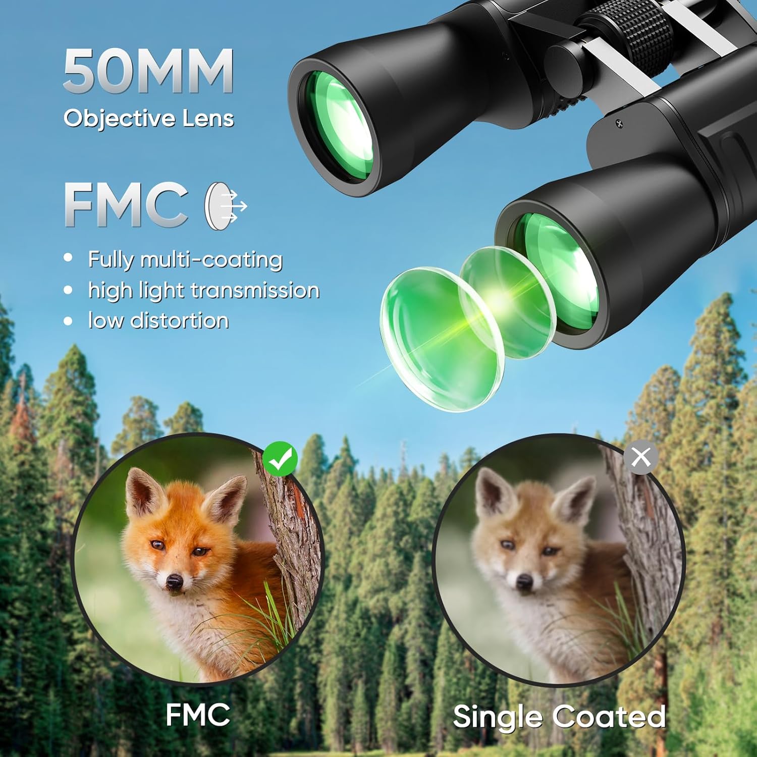 10-30x50 High Power Military Zoom Binoculars for Adults, Low Light Nig