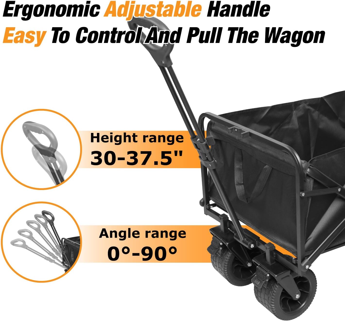 Heavy Duty Collapsible Folding Wagon Cart, All-Terrain Wheels with Dua