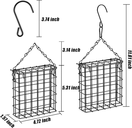 2Pcs Suet Bird Feeders, Outdoor Garden Cages for Outside Hanging, Single Suet Cake, One Suet Capacity