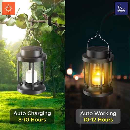 Solar Lantern Outdoor Indoor Use – Hanging Solar Lights with Realistic