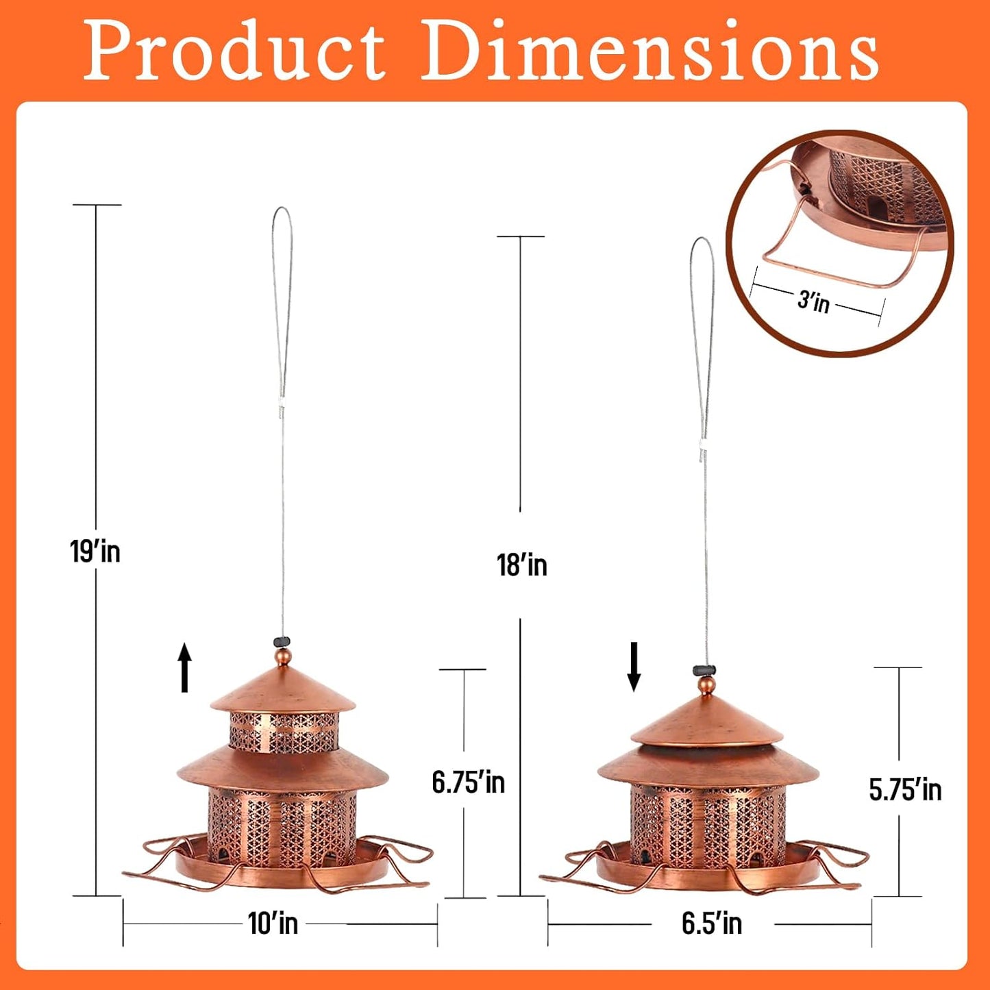 Bird Feeder for Outdoors Hanging, 1.5LB Capacity with 4 Perches, Heavy