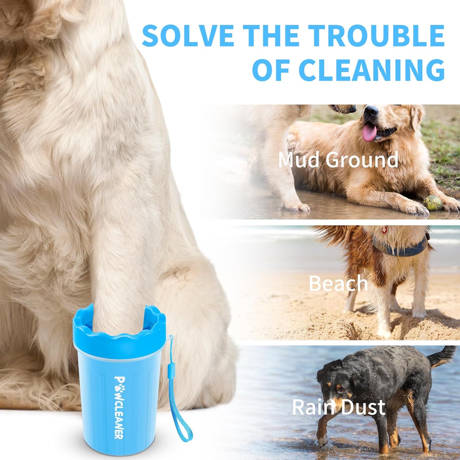 Professional 7 in 1 Dog Paw Cleaner for Dogs & Cats - Includes 1 Porta