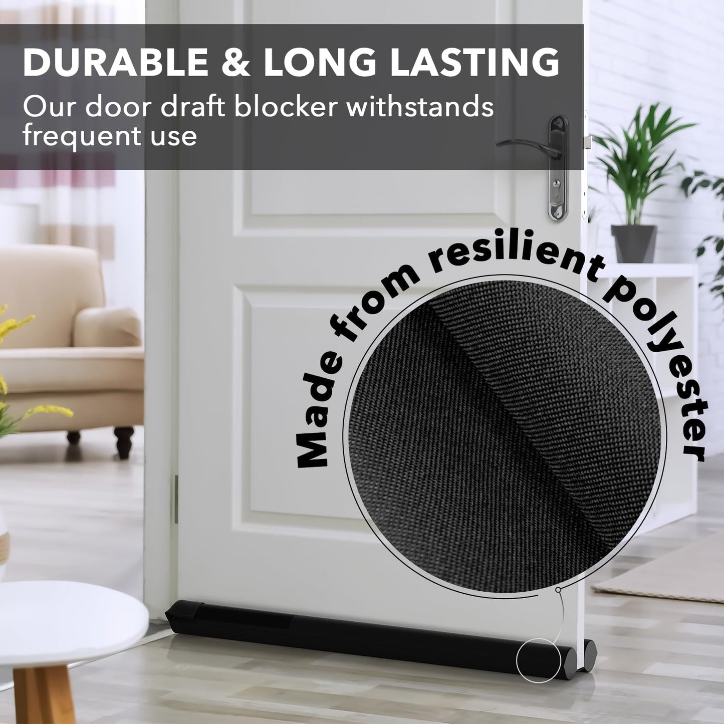 Everlasting Comfort 2 Sided Under Door Draft Stopper for Bottom of Doors - Quick Install, Keeps Heat In & Cold Air Out - Sound Proofing Foam Strip Gap Filler, Noise Blocker for Interior -Fits 30"-36"W