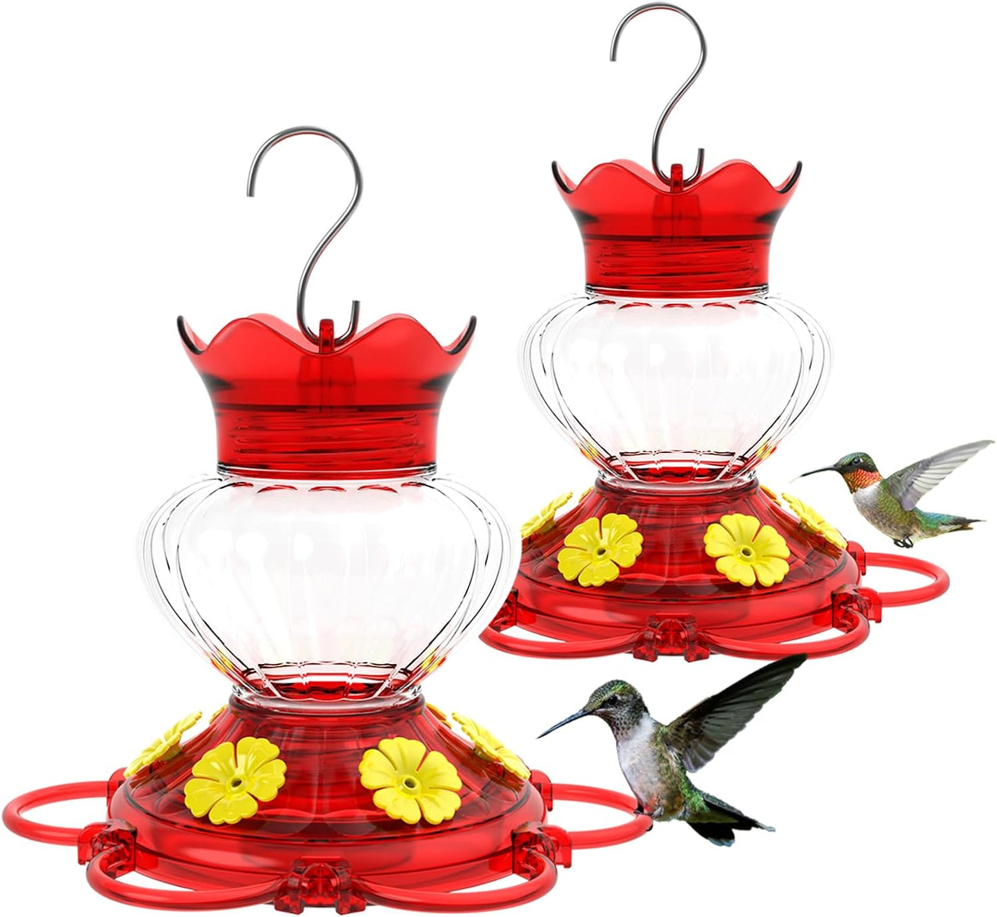 Plastic Hummingbird Feeders for Outdoors Hanging, 2 Pack 13 Ounces Ant