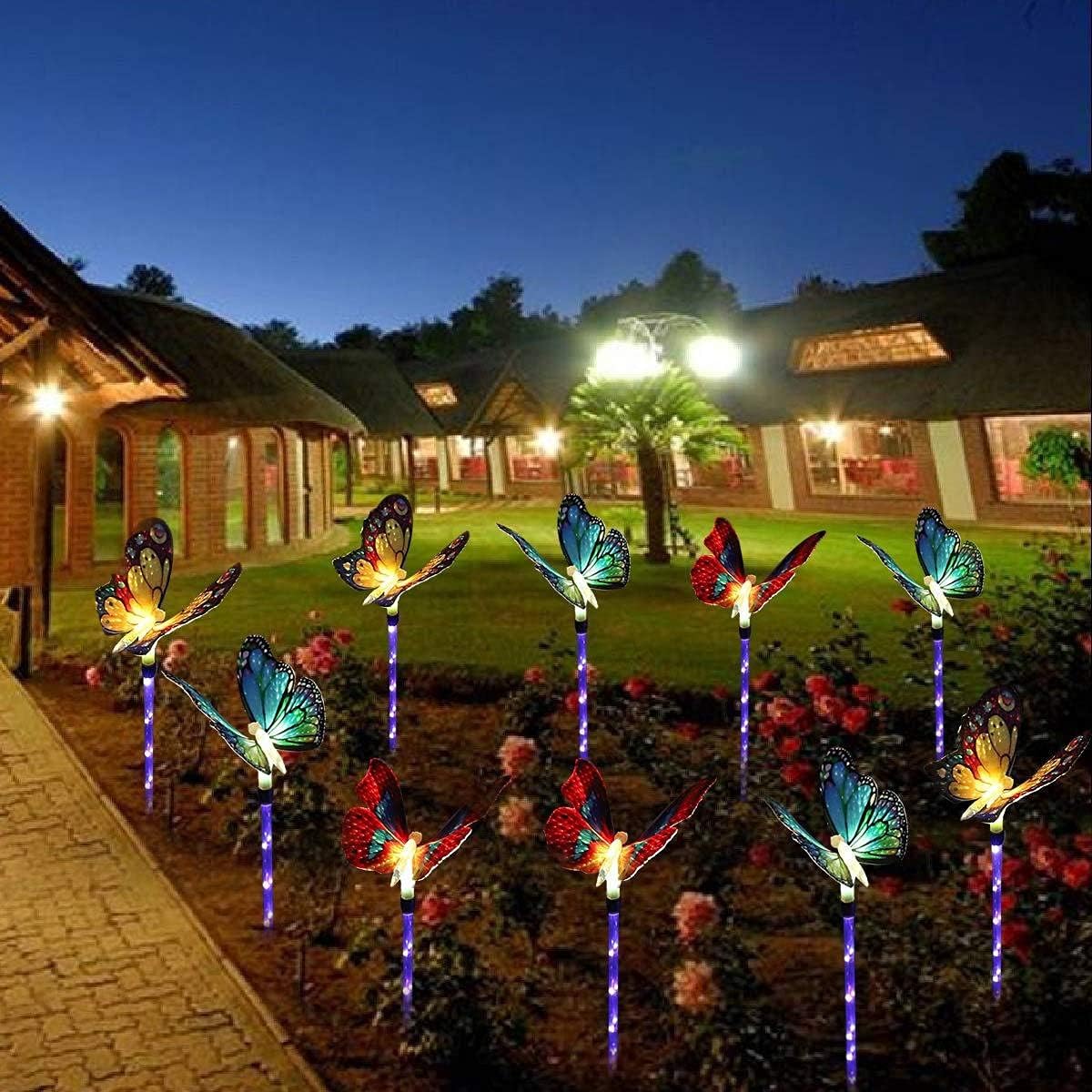 LED Fiber Optic Butterfly Light Outdoor Garden Lawn Landscape Decorative Light Solar Lights for Garden Decoration