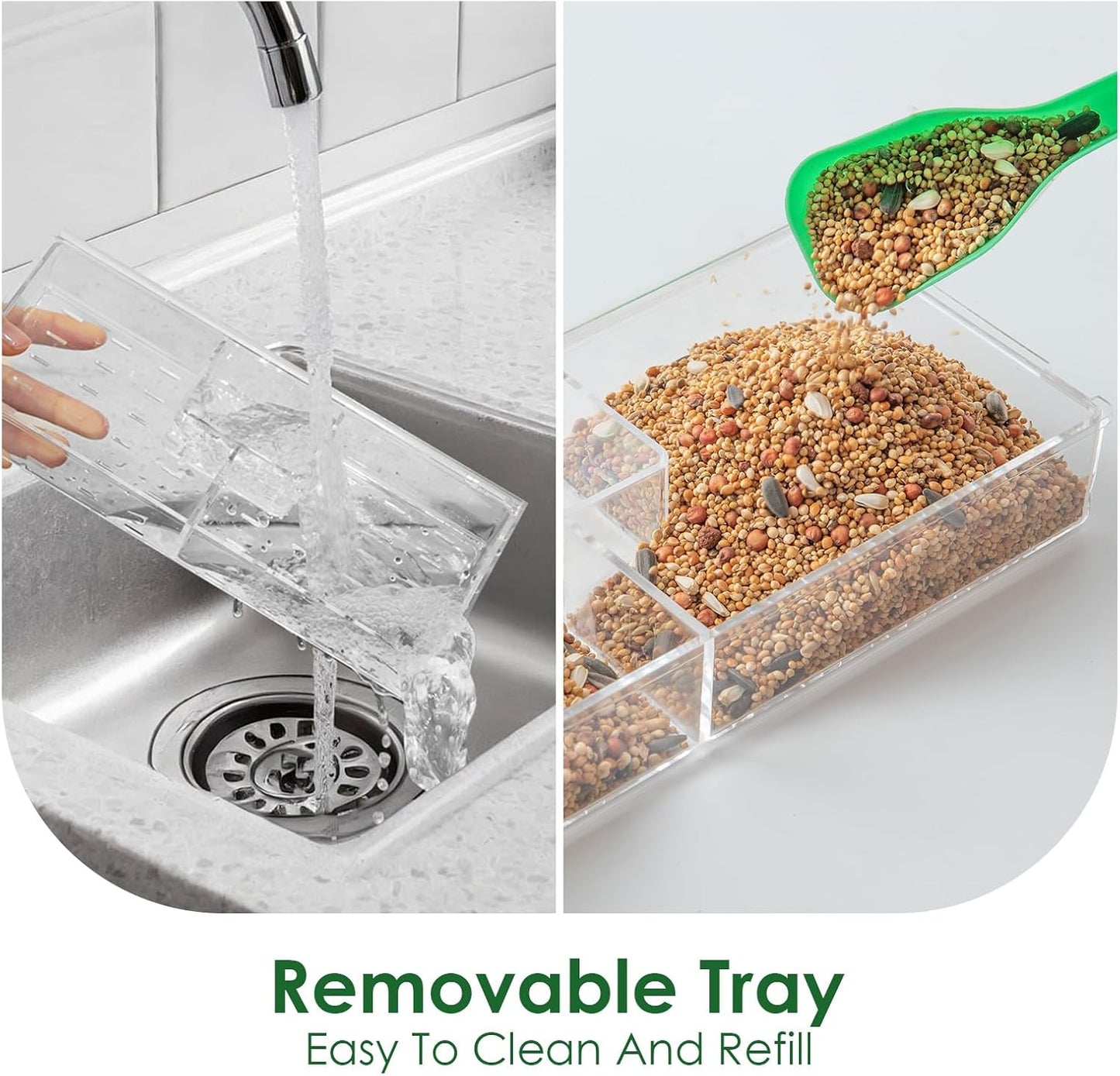 Clear Window Bird Feeders with Strong Suction Cups for Outdoors, Large Capacity Window Feeder, Detachable Tray Easy to Clean and Refill, for Parents Kids and Bird Lovers