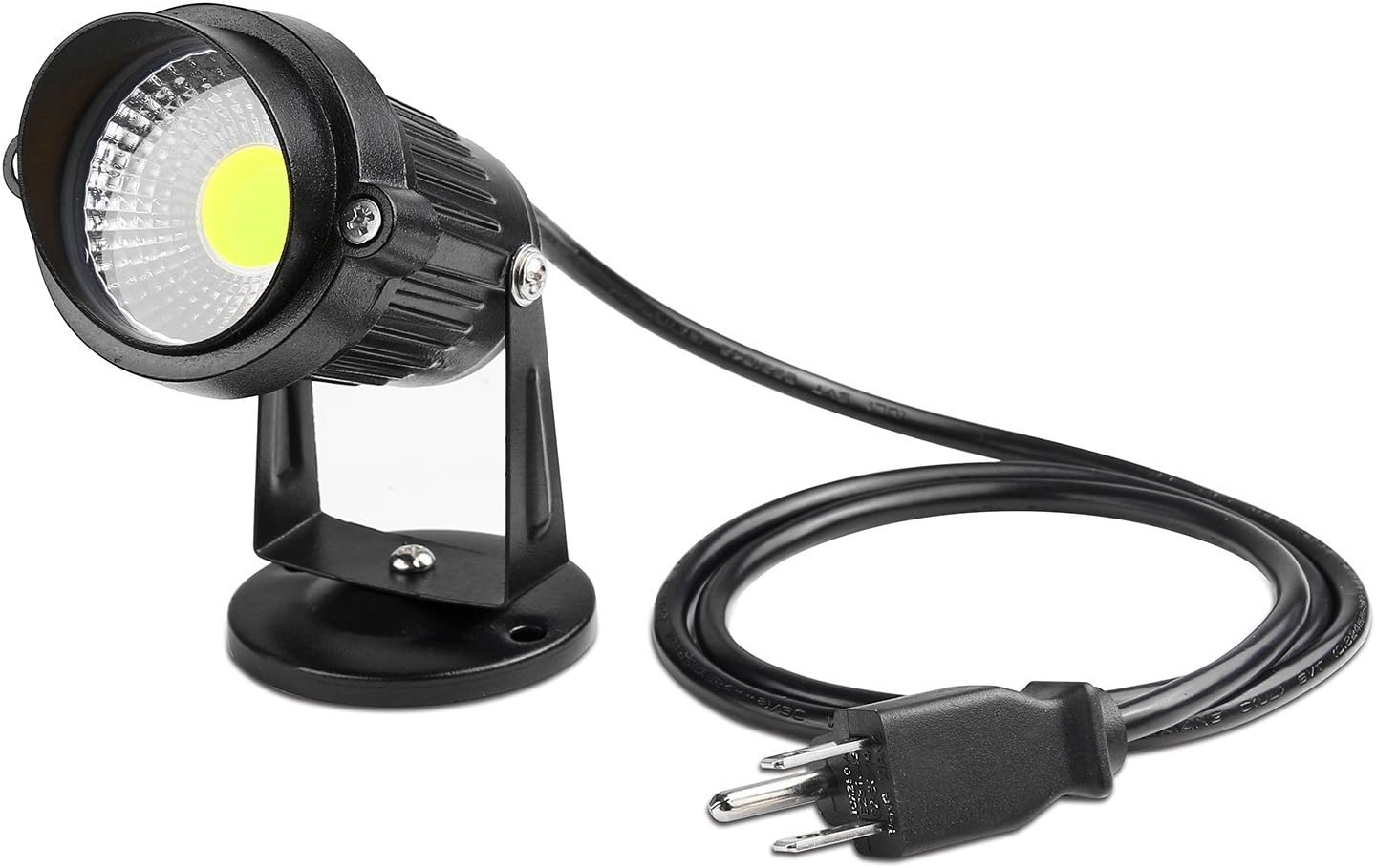 LemonBest LED Landscape Up Down Light 5W White LED Decorative Spotlight Lamp 110V with Plug for Indoor Outdoor Yard Step Wall Lighting (Cool White) (Include Spike)