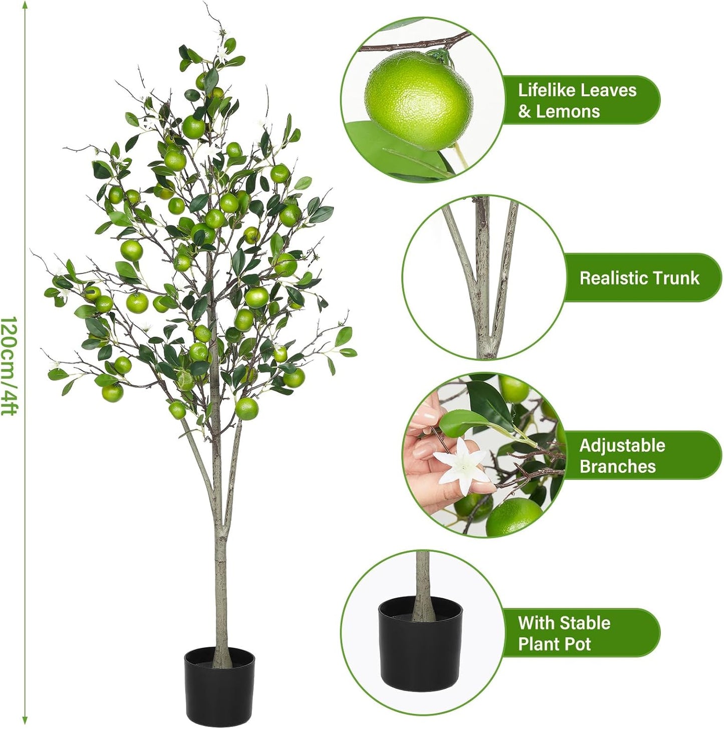 2 Pack Artificial Orange Tree with Realistic Leaves and Natural Trunk Faux Tree with Silk Leaves for Porch Home Office Farmhouse Indoor Outdoor Housewarming Gift