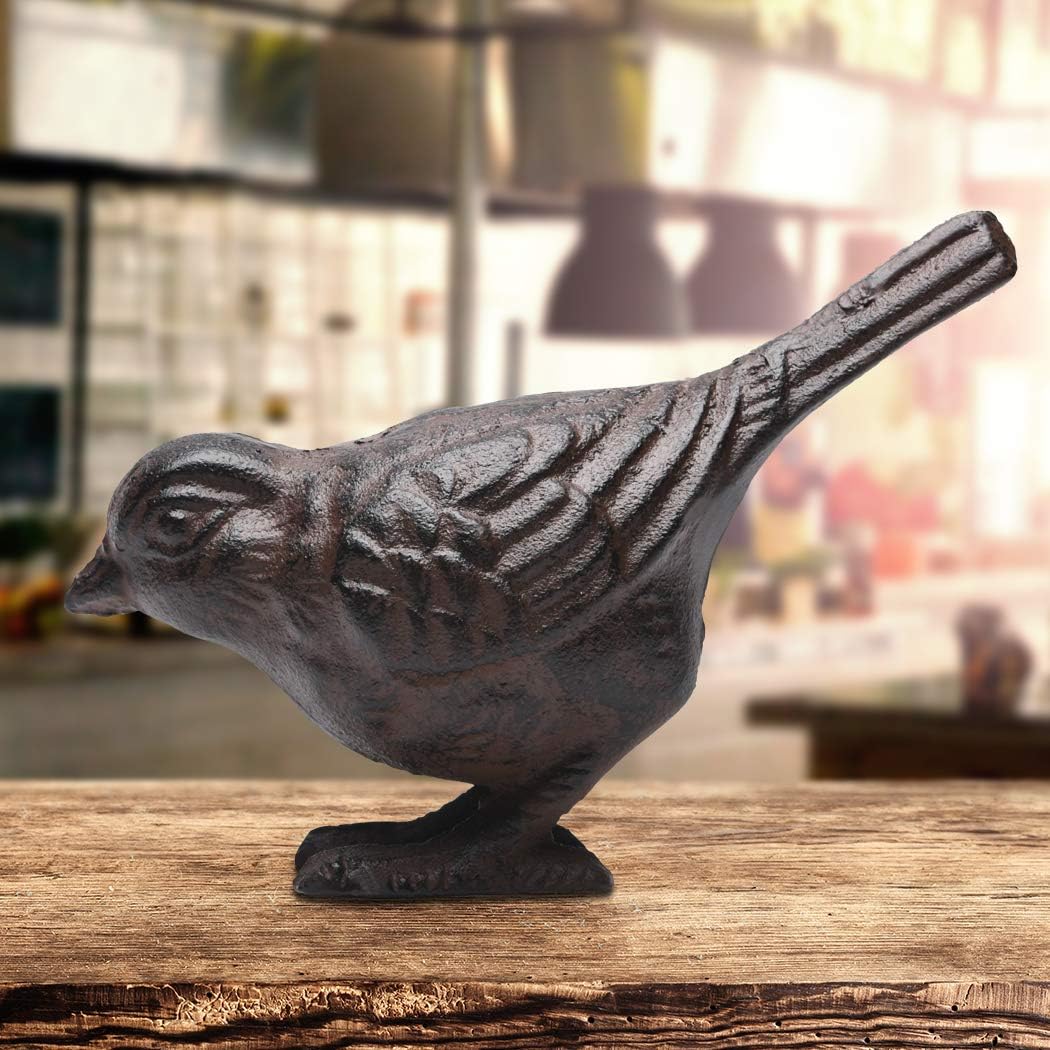 BRASSTAR Rustic Cast Iron Antique Bird Farmhouse Décor for The Home Bird Decorations Finish Collectible Replica Rust Color PTZY230