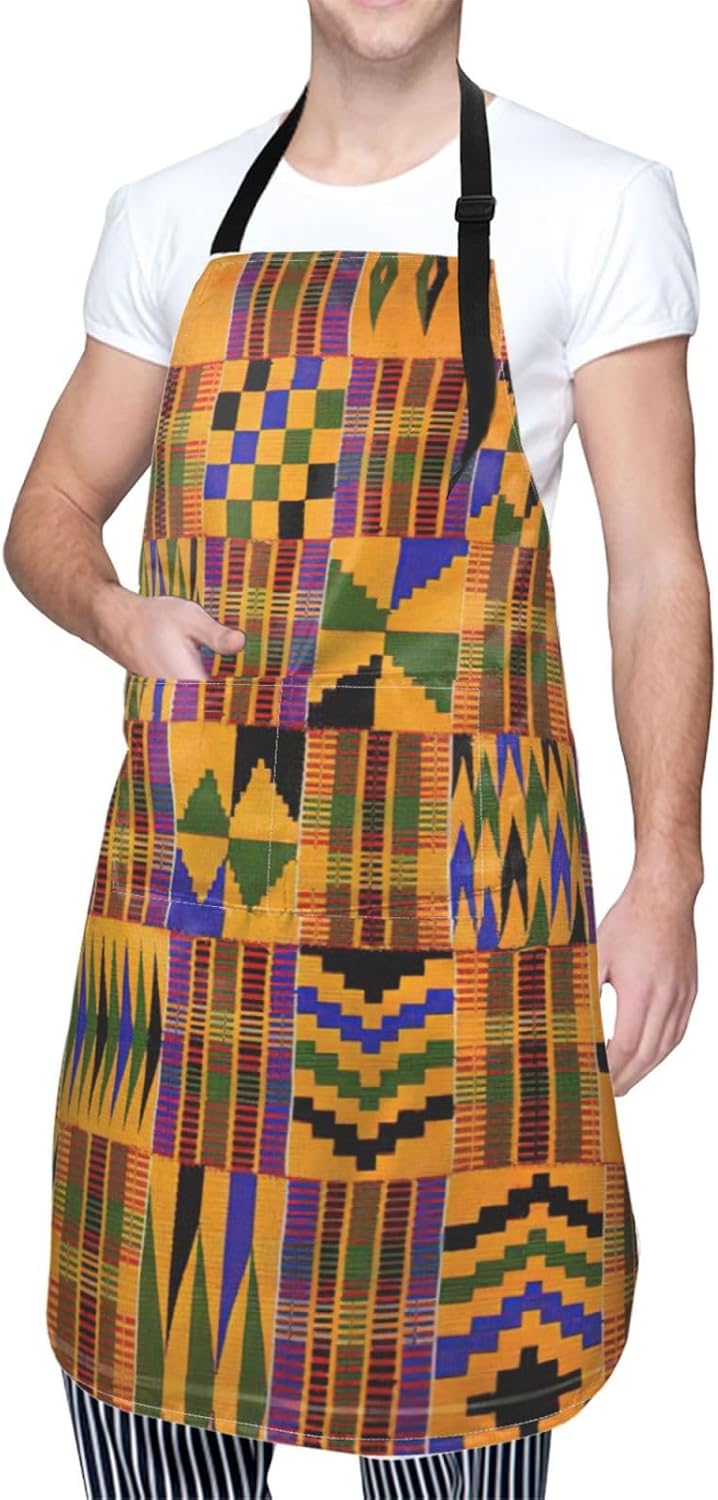 African Ethnic Pattern print Waterproof apron with pocket adjustable c