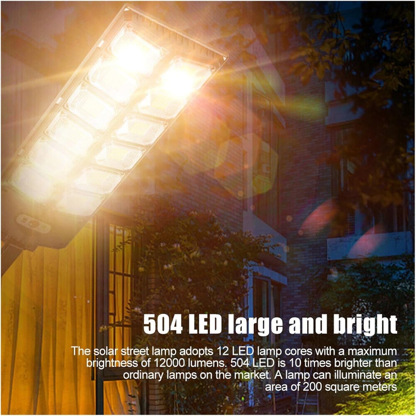 120000LM Solar Light 504LED Street Outdoor 3 Modes Remote Control Garden Road Wall Lamps