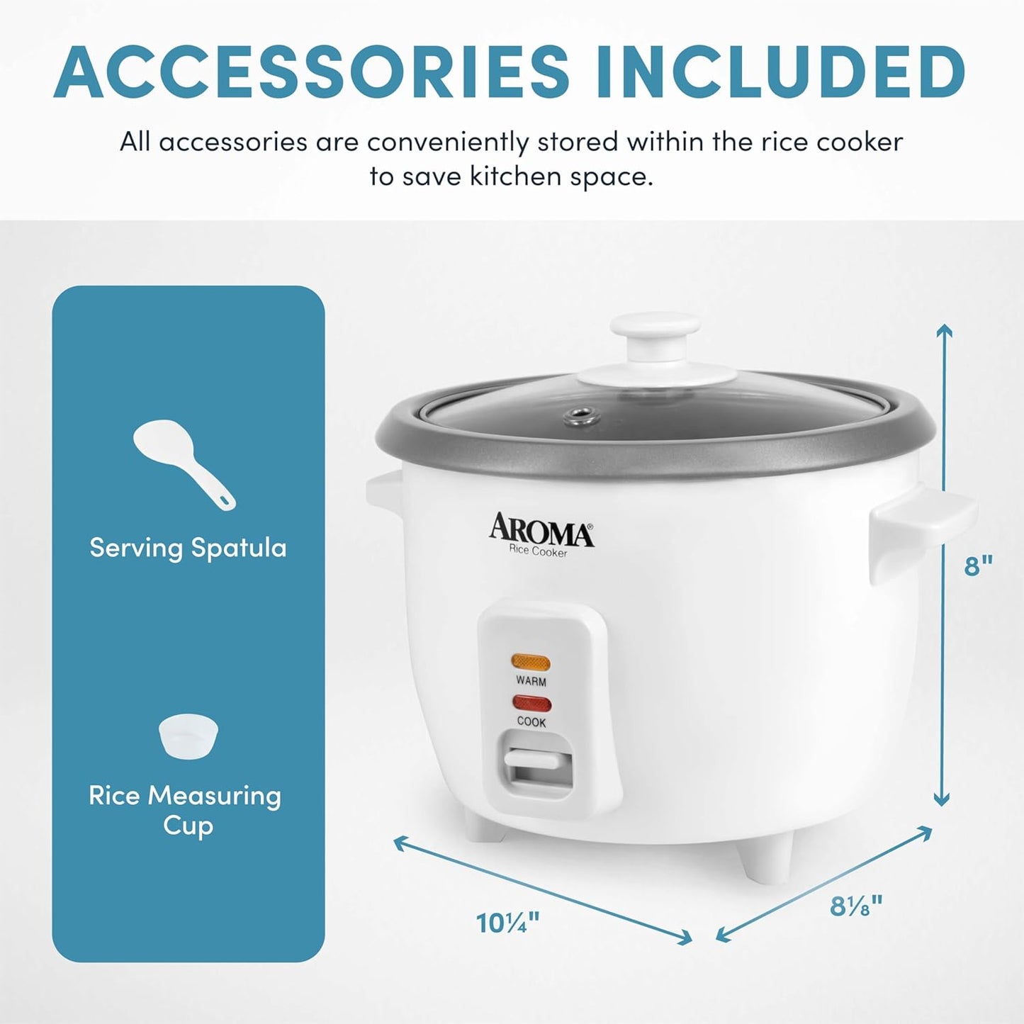 AROMA® Rice Cooker, 3-Cup (Uncooked) / 6-Cup (Cooked), Small Rice Cook