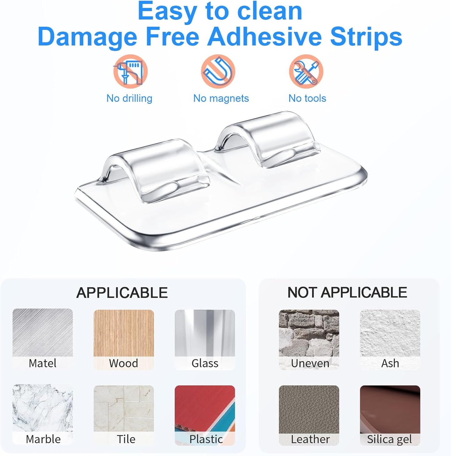 Hooks for Outdoor String Lights Clips: 26Pcs Heavy Duty Light Hook with Waterproof Adhesive Strips - Outside Clear Cord Holders for Hanging Christmas Lighting - Outdoors Sticky Clip