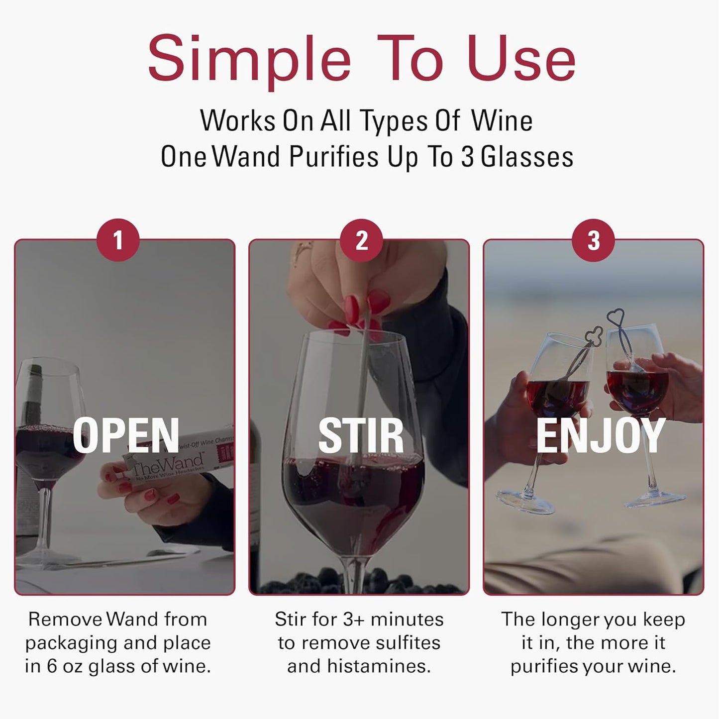 PureWine The Wand Wine Purifier - Red & White Wine Filters for Histami