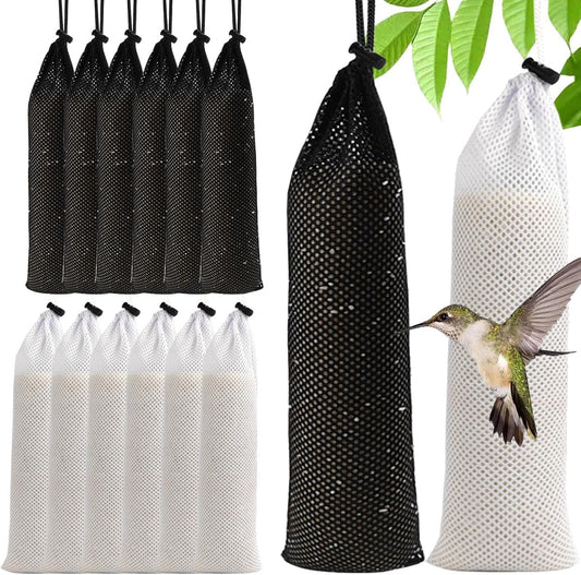 GXXMEI 12PCS 3.9" x 15.7" Finch Sock Feeder for Outdoor, Durable Thistle Seed Feeder Sacks, Wild Bird Food Supply Tools for Garden Yard Wild Finch Feeding