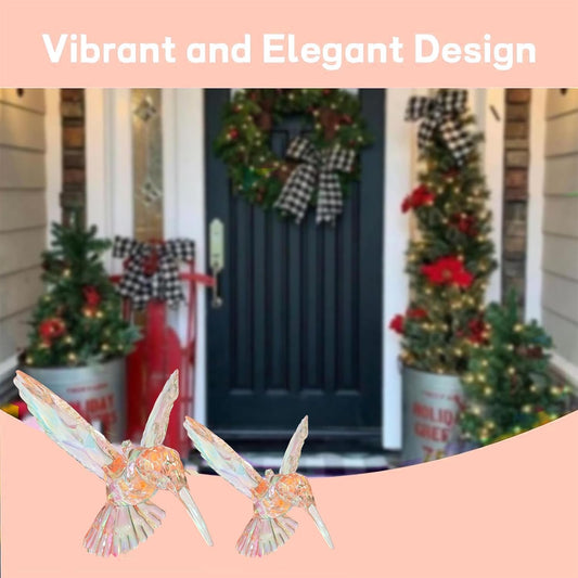 Hummingbird Ornament Decor Figurines Acrylic Hanging Hummingbirds Crystal Suncatcher Bird Figurine for Home Decorative Tree Ornaments Charm Humingbird Party Decorations(Iridescent)