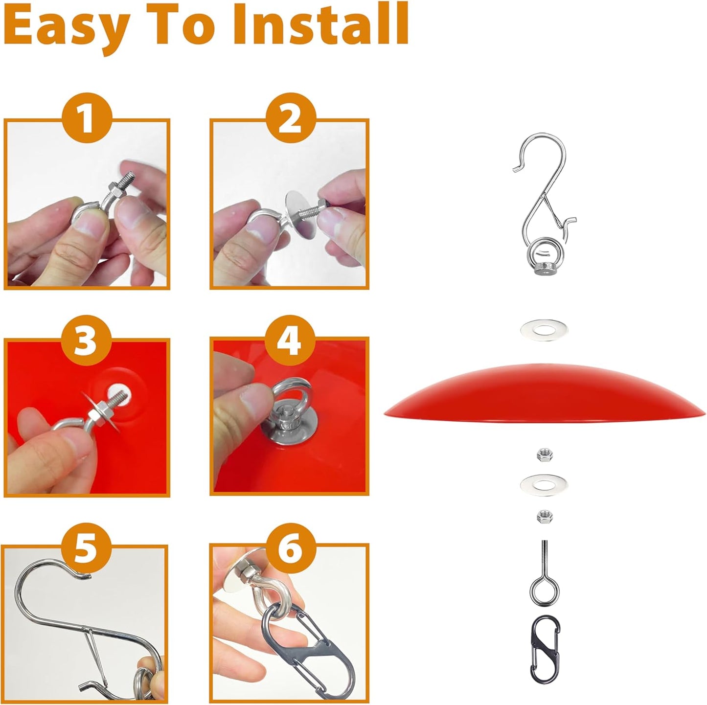 13" Hummingbird Feeder Dome Guard,Bird's Feeder Rain Cover,Squirrel Proof for Bird Feeders Pole, Smart Bird Feeders Umbrella(Bright Red), 1Pack