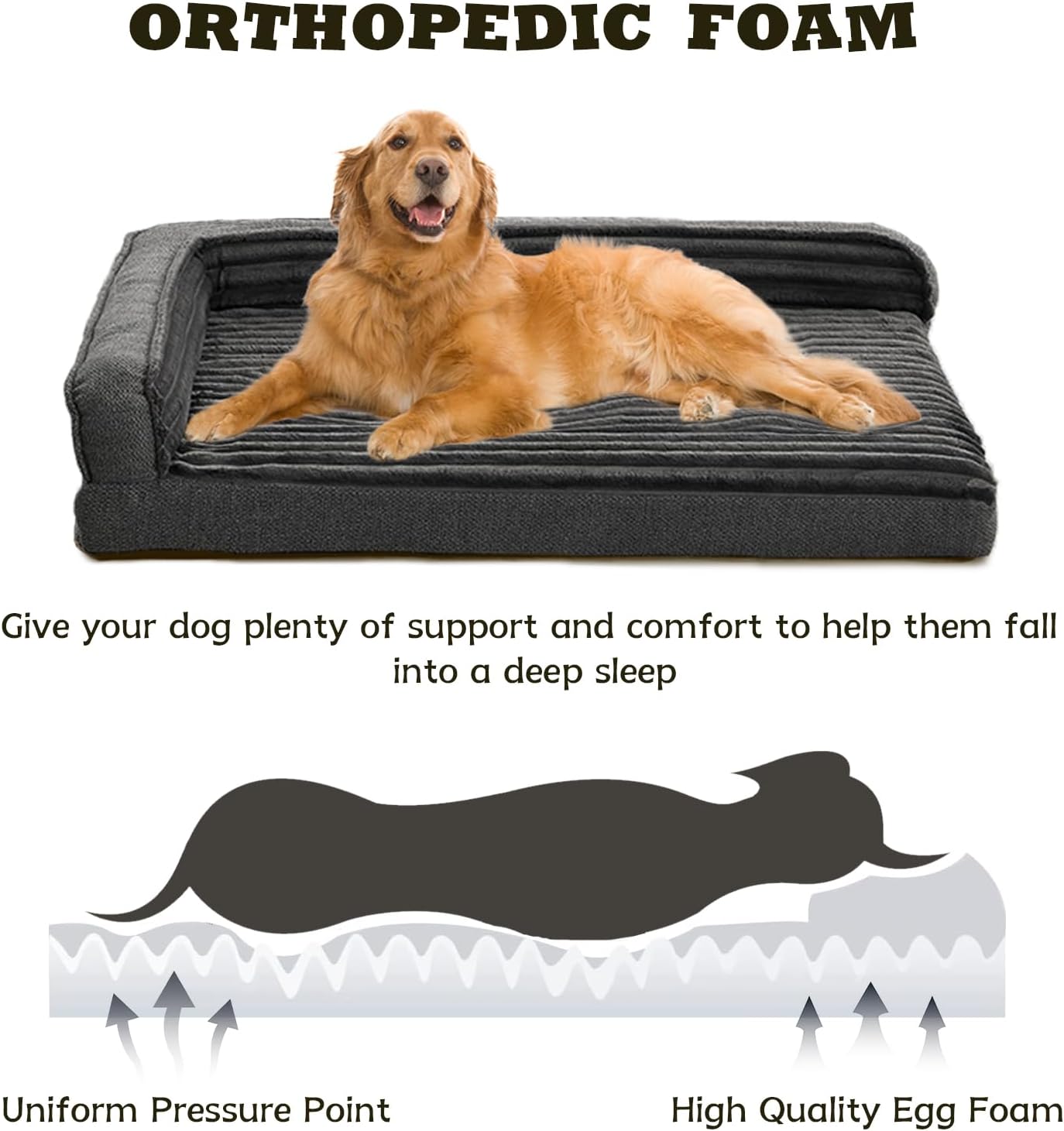 WINDRACING Orthopedic Dog Beds for Large Dogs, XLarge Waterproof Dog B