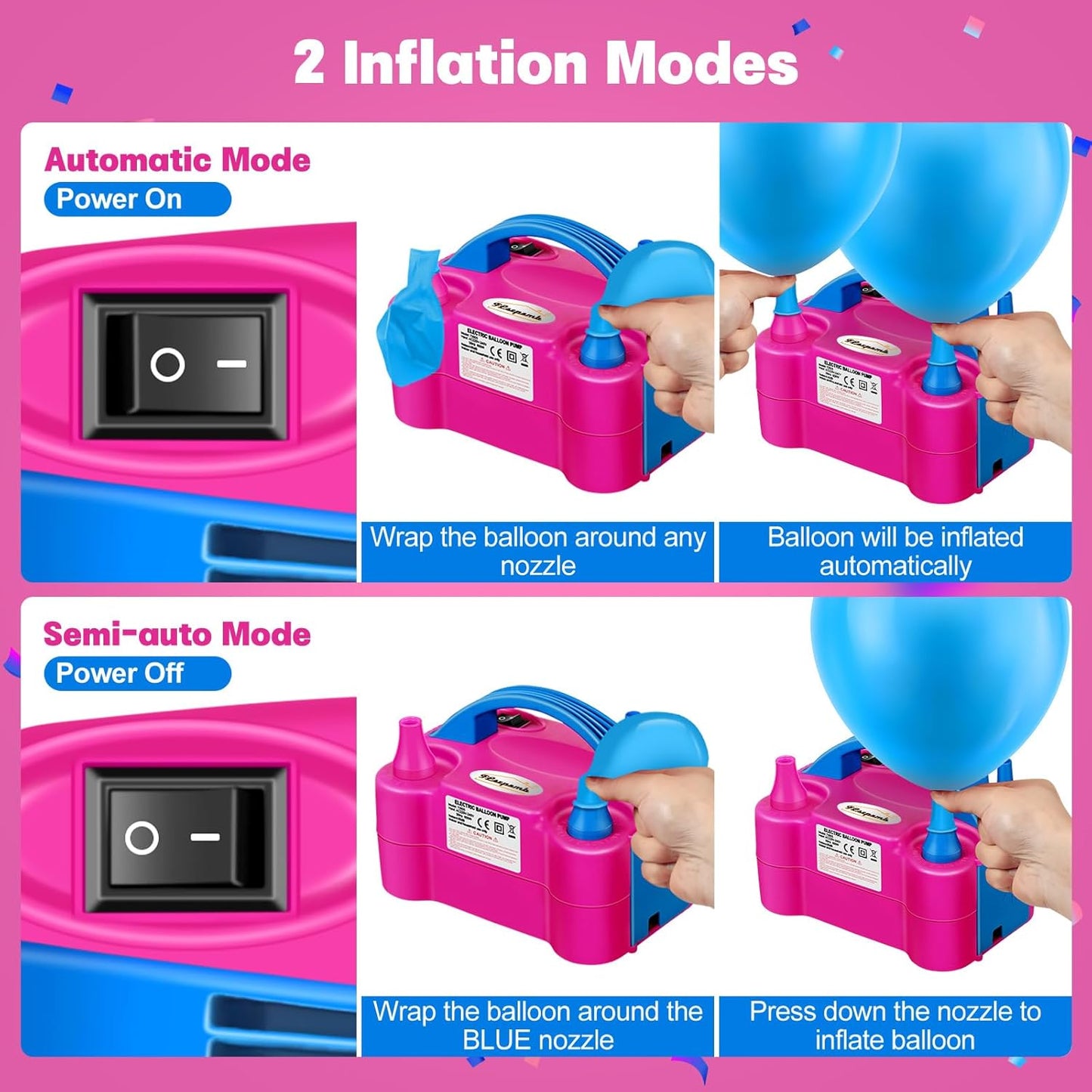 FLSEPAMB Balloon Pump, Electric Balloon Pump,Portable Dual Nozzles Ele