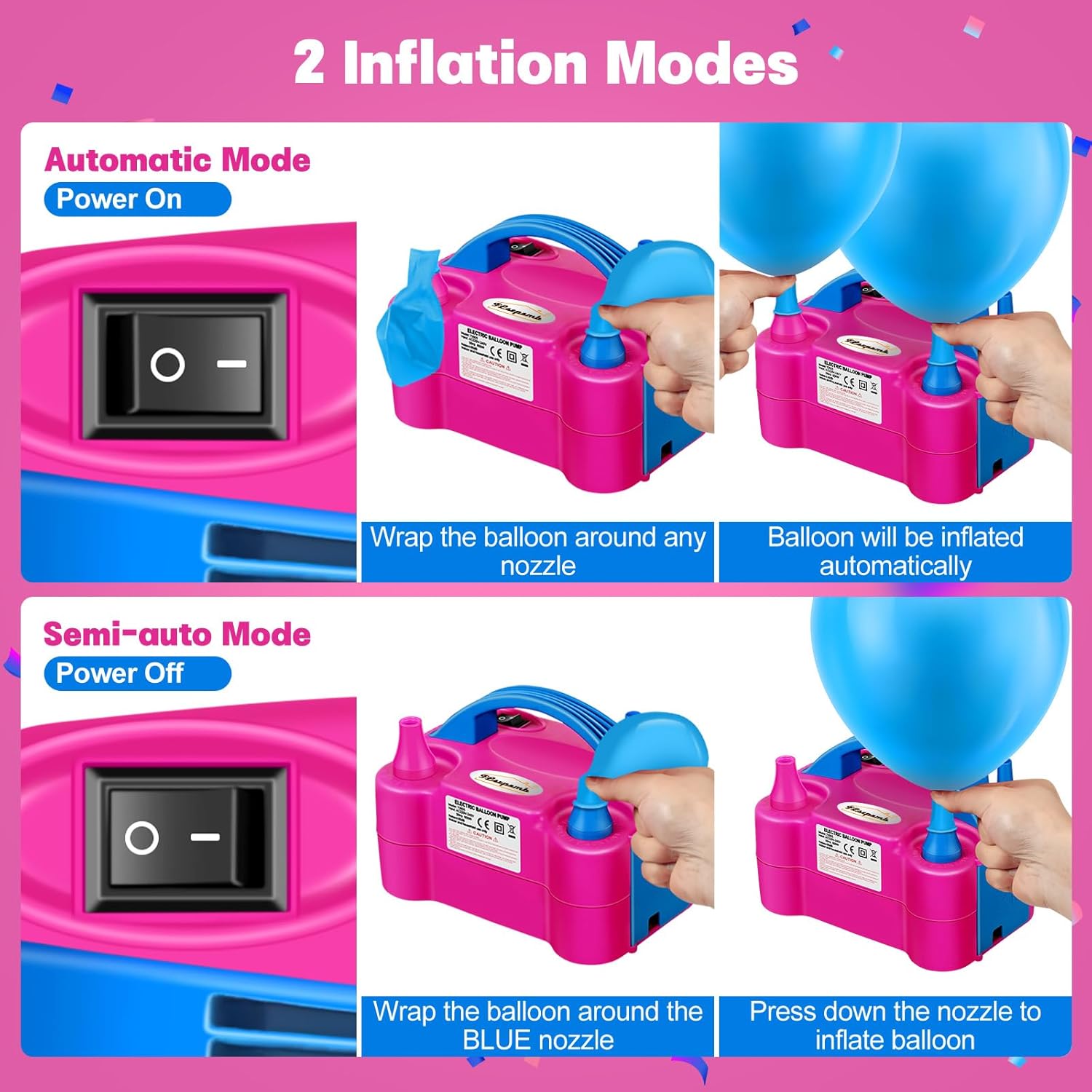FLSEPAMB Balloon Pump, Electric Balloon Pump,Portable Dual Nozzles Ele
