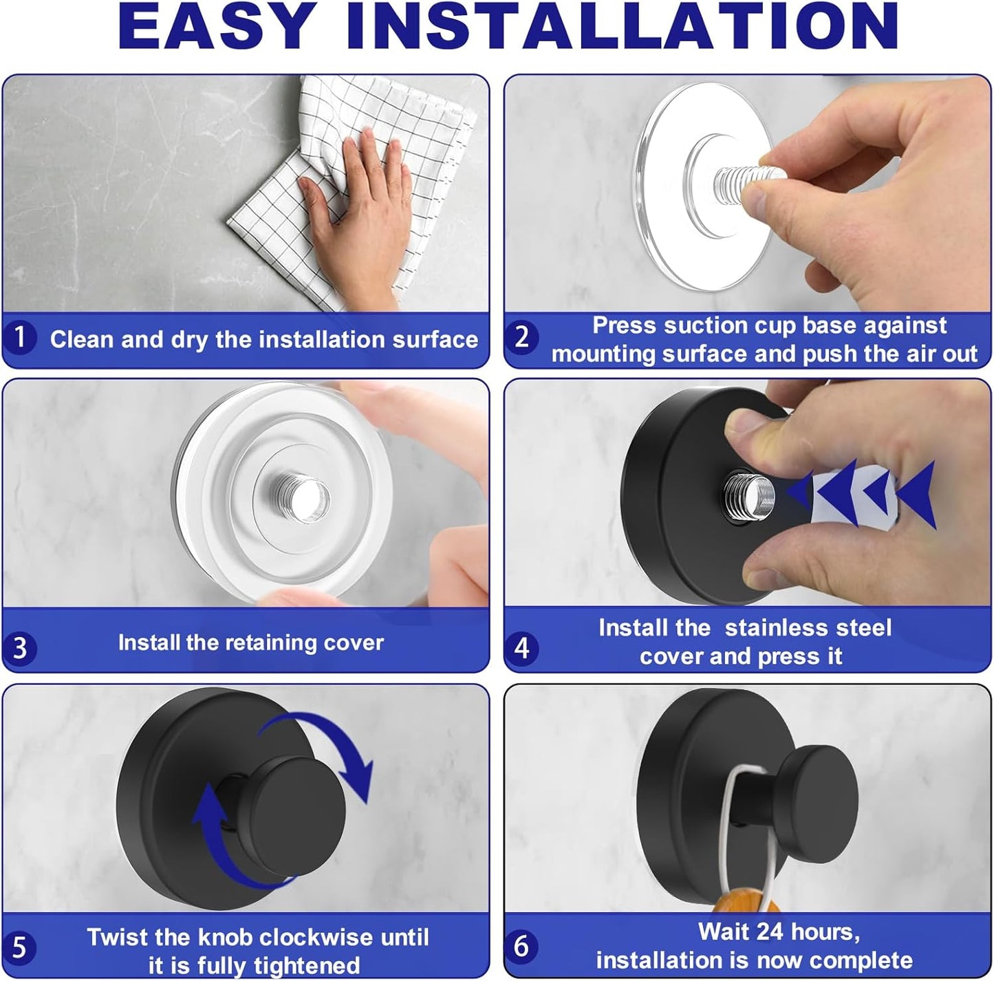 Suction Cup Hooks for Shower, Removable Towel Hooks for Bathroom Windo